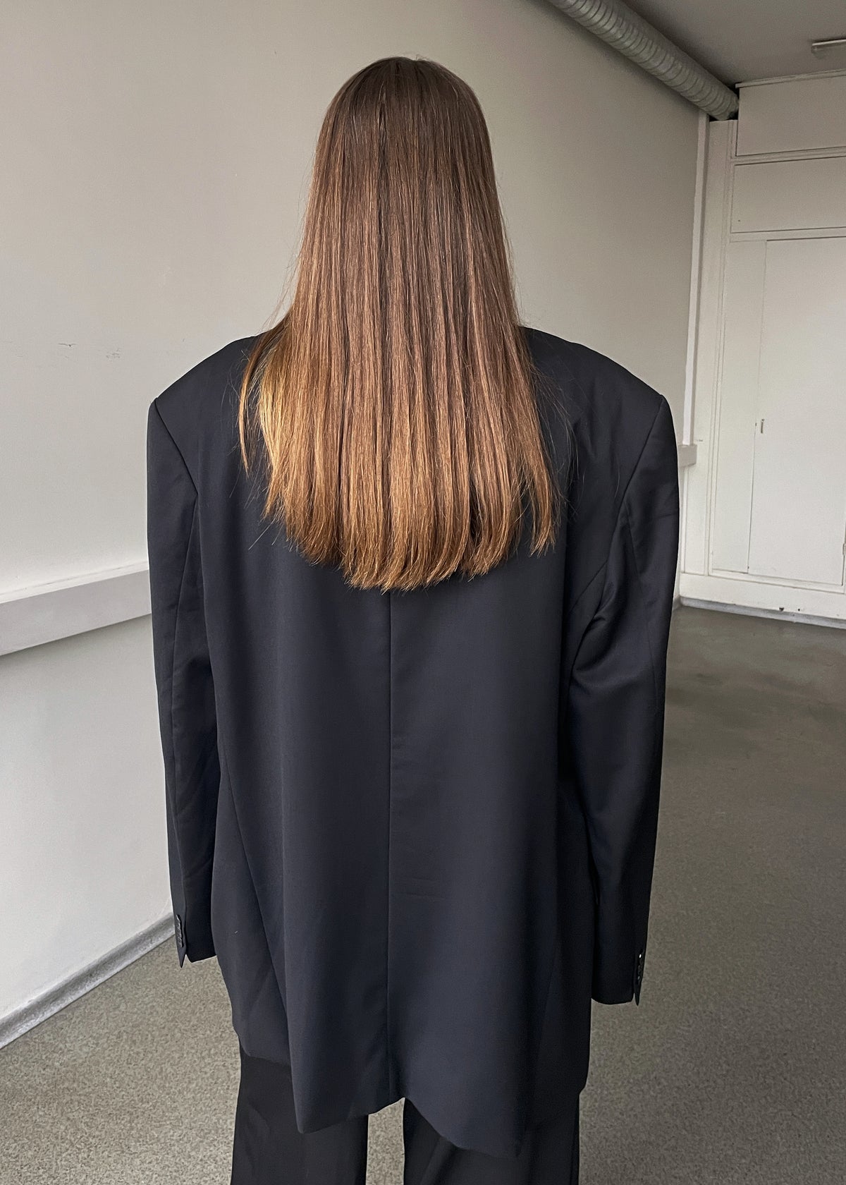 Vintage Navy Blue Double-Breasted Wool Oversized Blazer, view 4