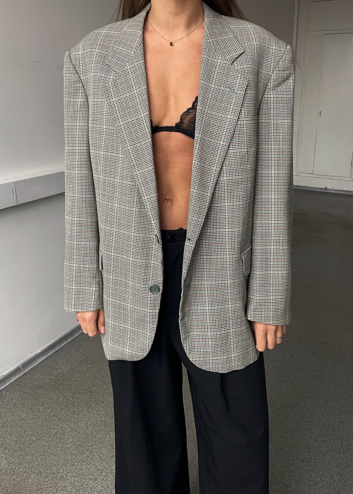 Vintage Multicoloured Dogtooth Oversized Blazer, view 1