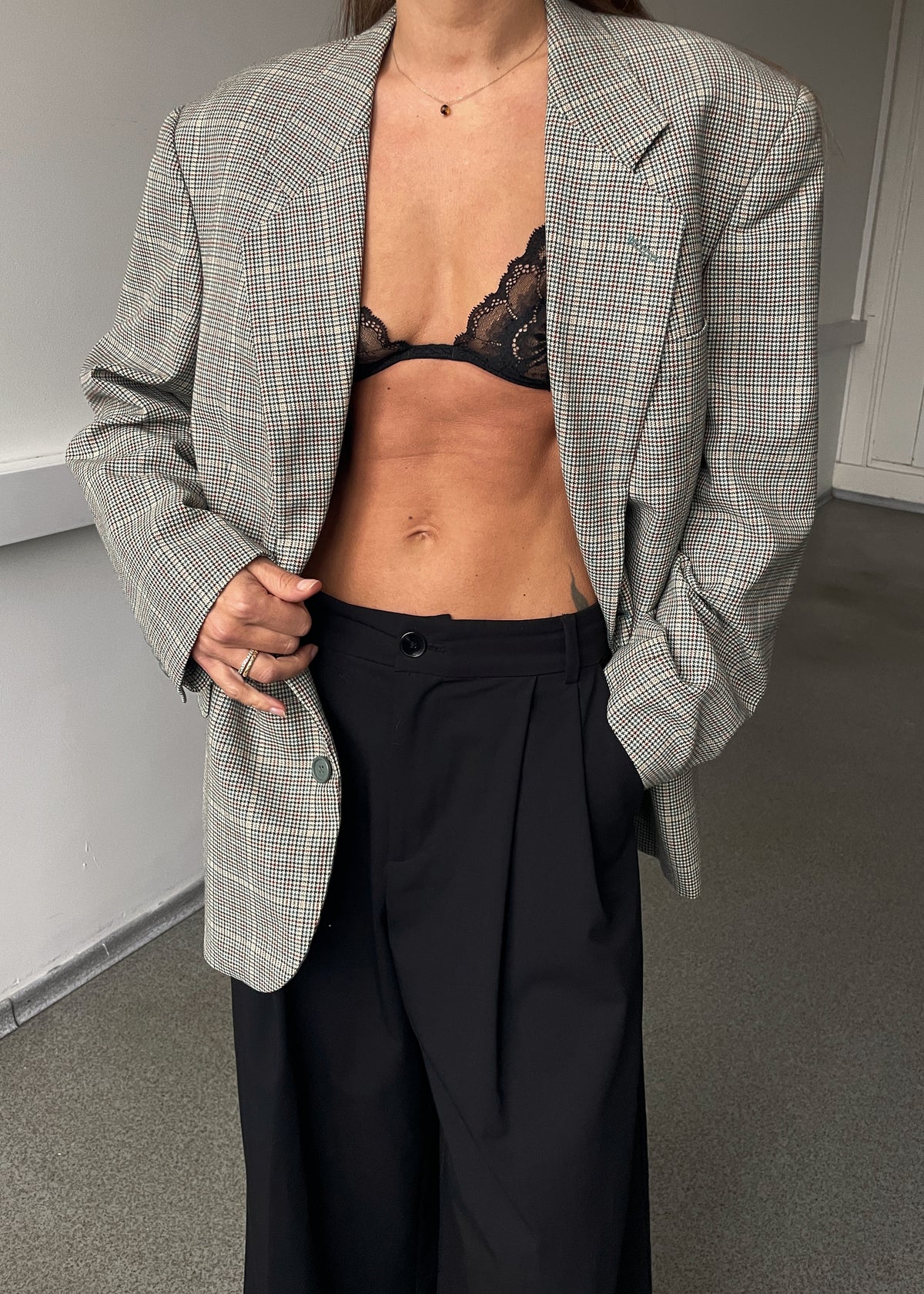 Vintage Multicoloured Dogtooth Oversized Blazer, view 3