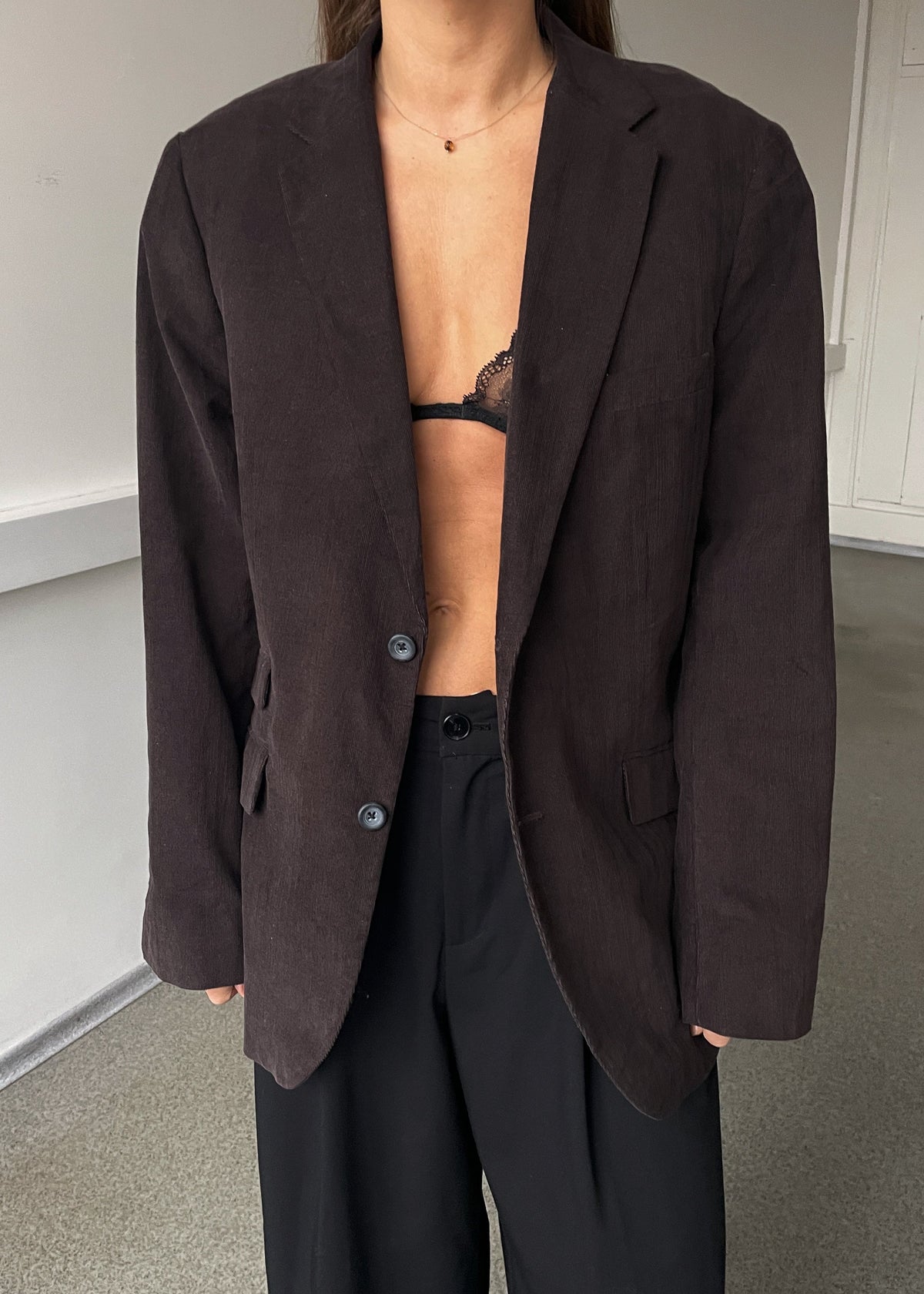 Vintage Brown Cotton Corduroy Blazer, view 1