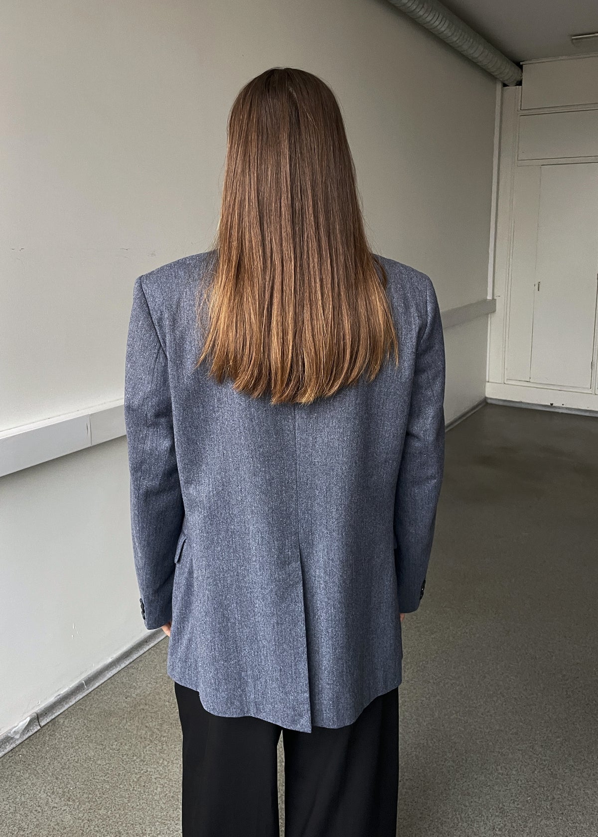 Vintage Blue Striped Wool Blend Blazer, view 5