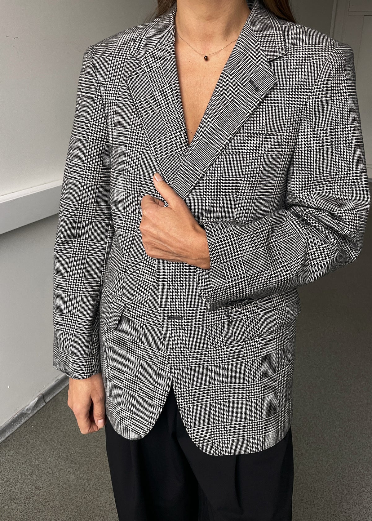 Vintage Light Grey Checked Blazer, view 4