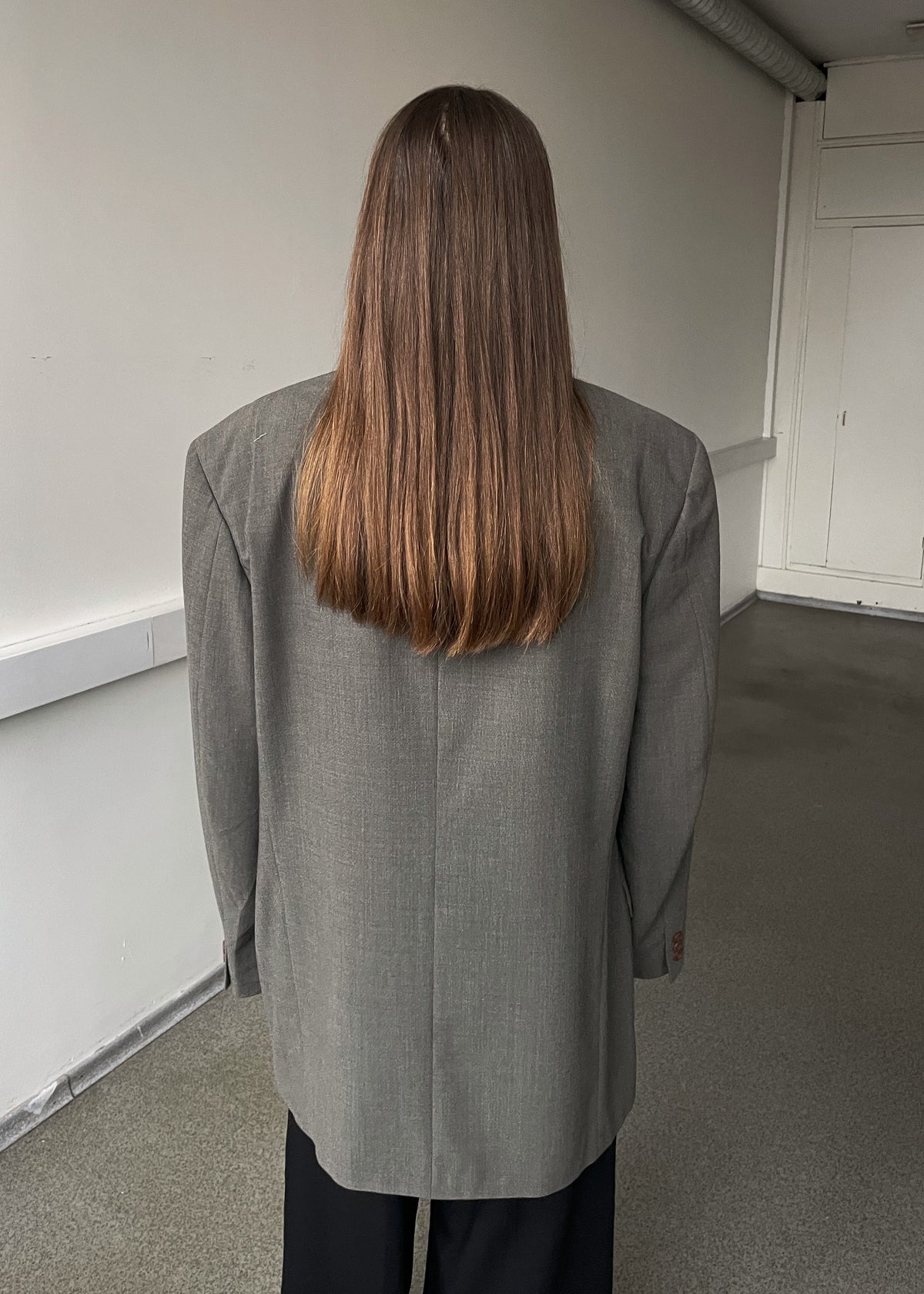 Vintage Marks and Spencer Khaki Grey Wool Blend Oversized Blazer, view 5