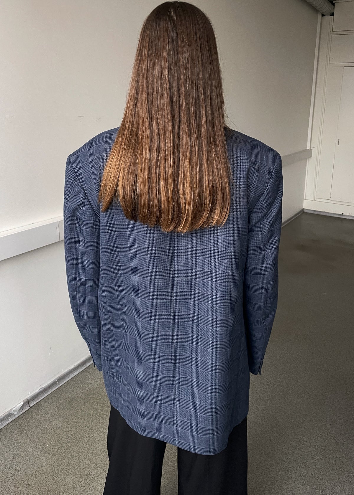 Vintage Blue Dogtooth Oversized Blazer, view 4