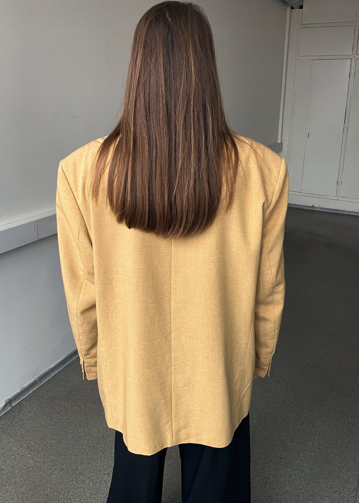 Vintage Butter Yellow Linen Blend Oversized Blazer, view 4