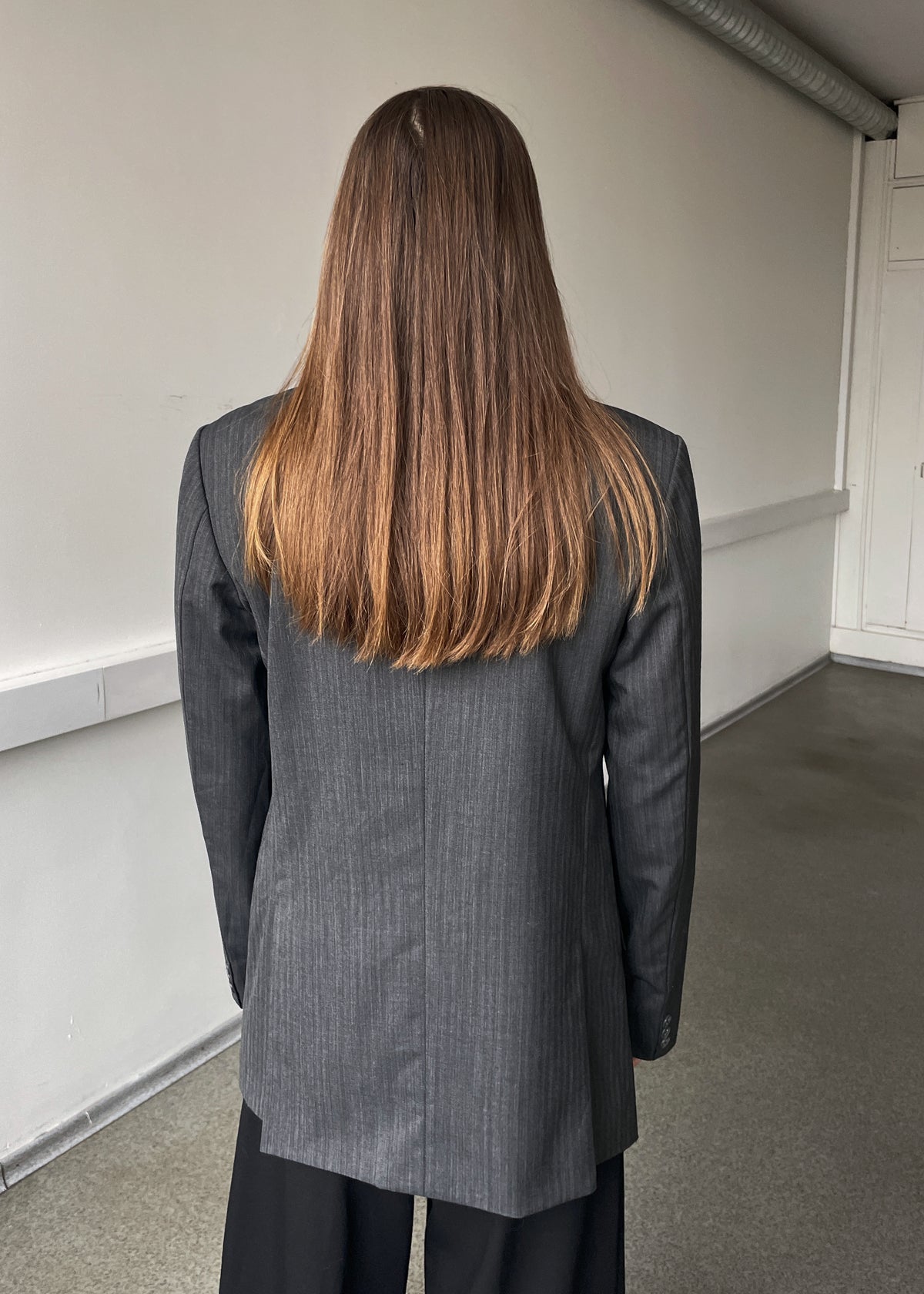 Vintage Grey Striped Blazer, view 5
