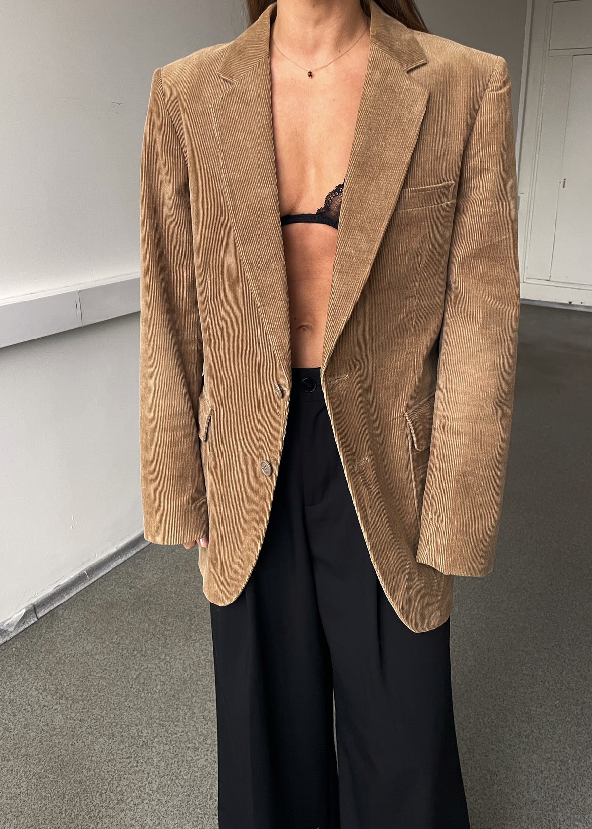 Vintage Brown Cotton Corduroy Blazer, view 1