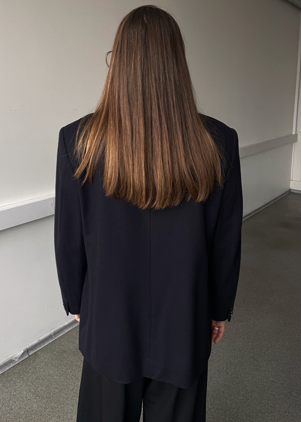 Vintage Navy Blue Brushed Wool and Cashmere Oversized Blazer, view 6