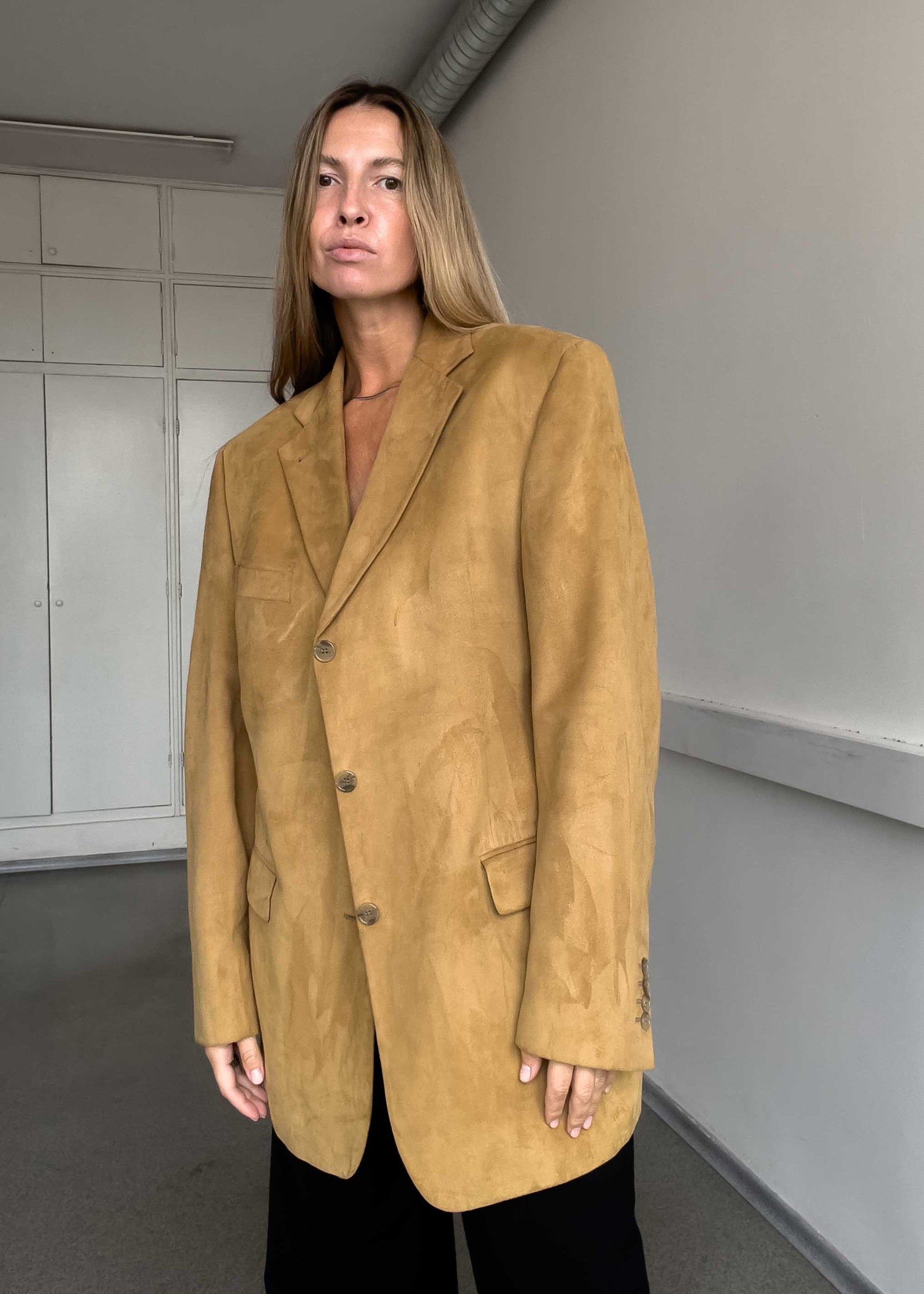 Vintage Brown Oversized Velvet Blazer