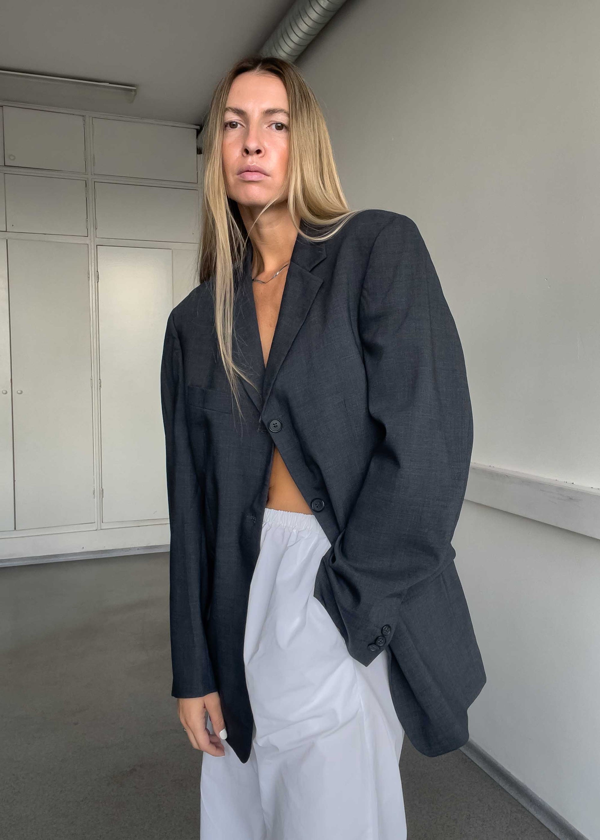 Vintage Grey Oversized Blazer