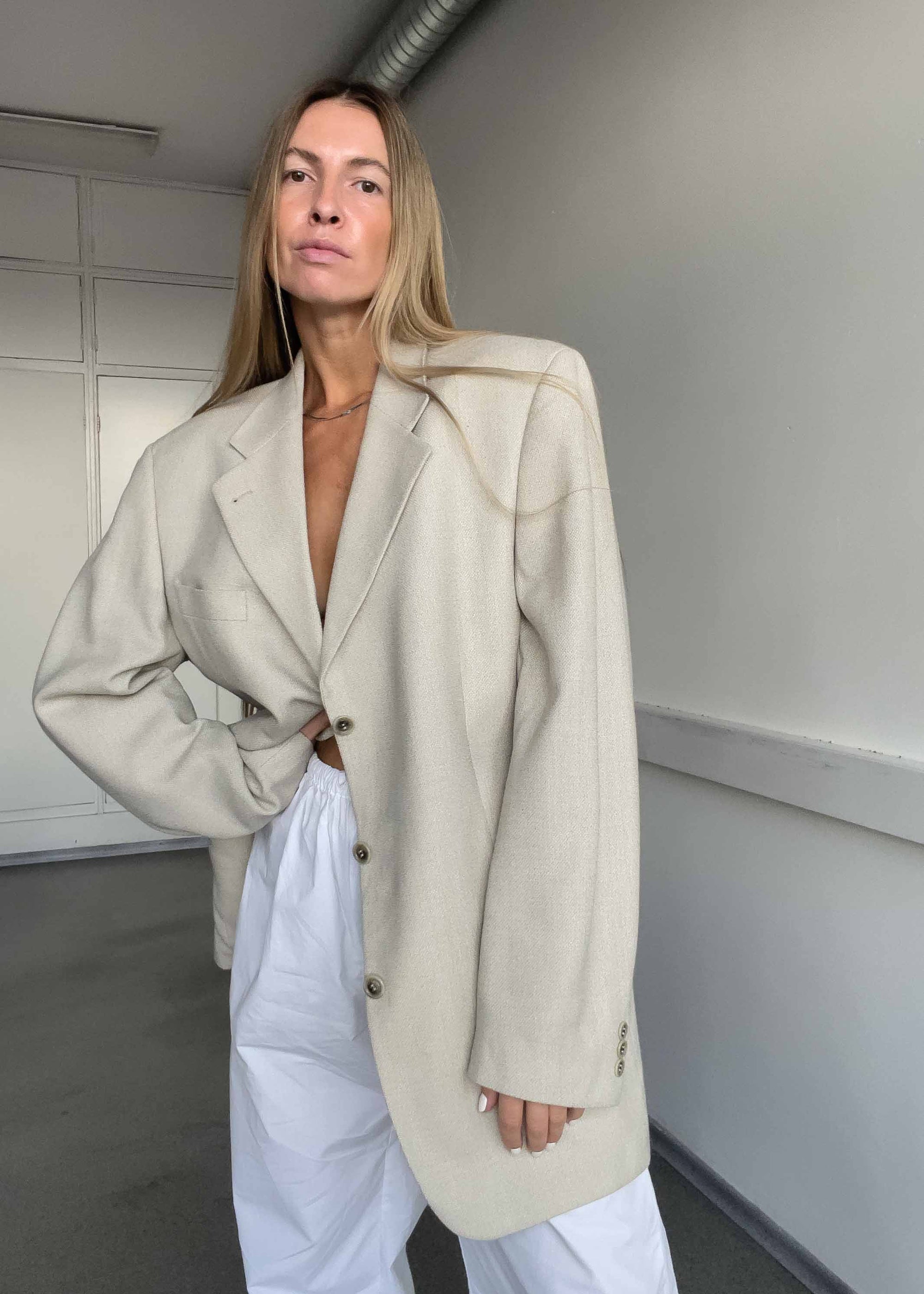Vintage Grey Oversized Blazer