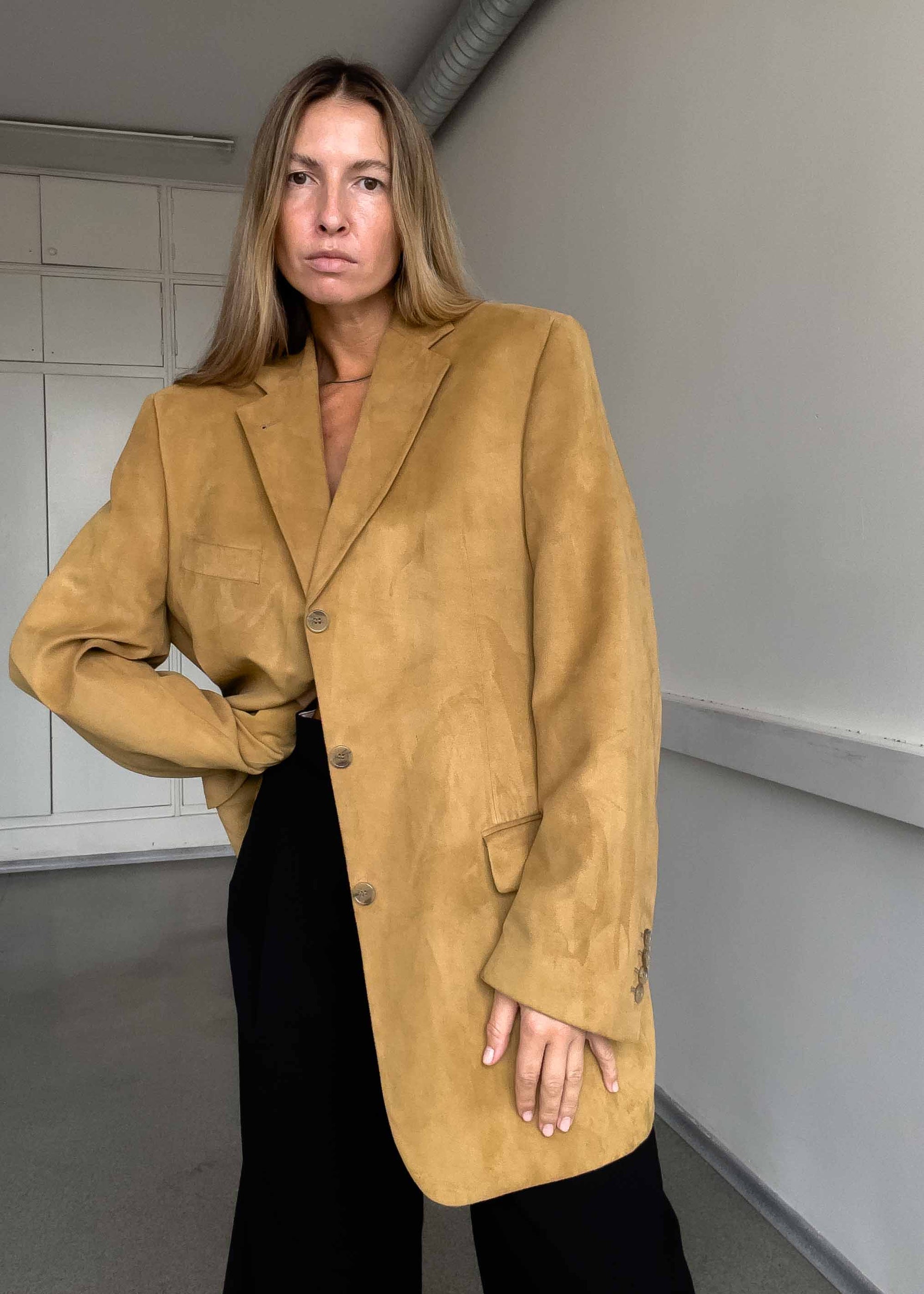 Vintage Brown Oversized Velvet Blazer