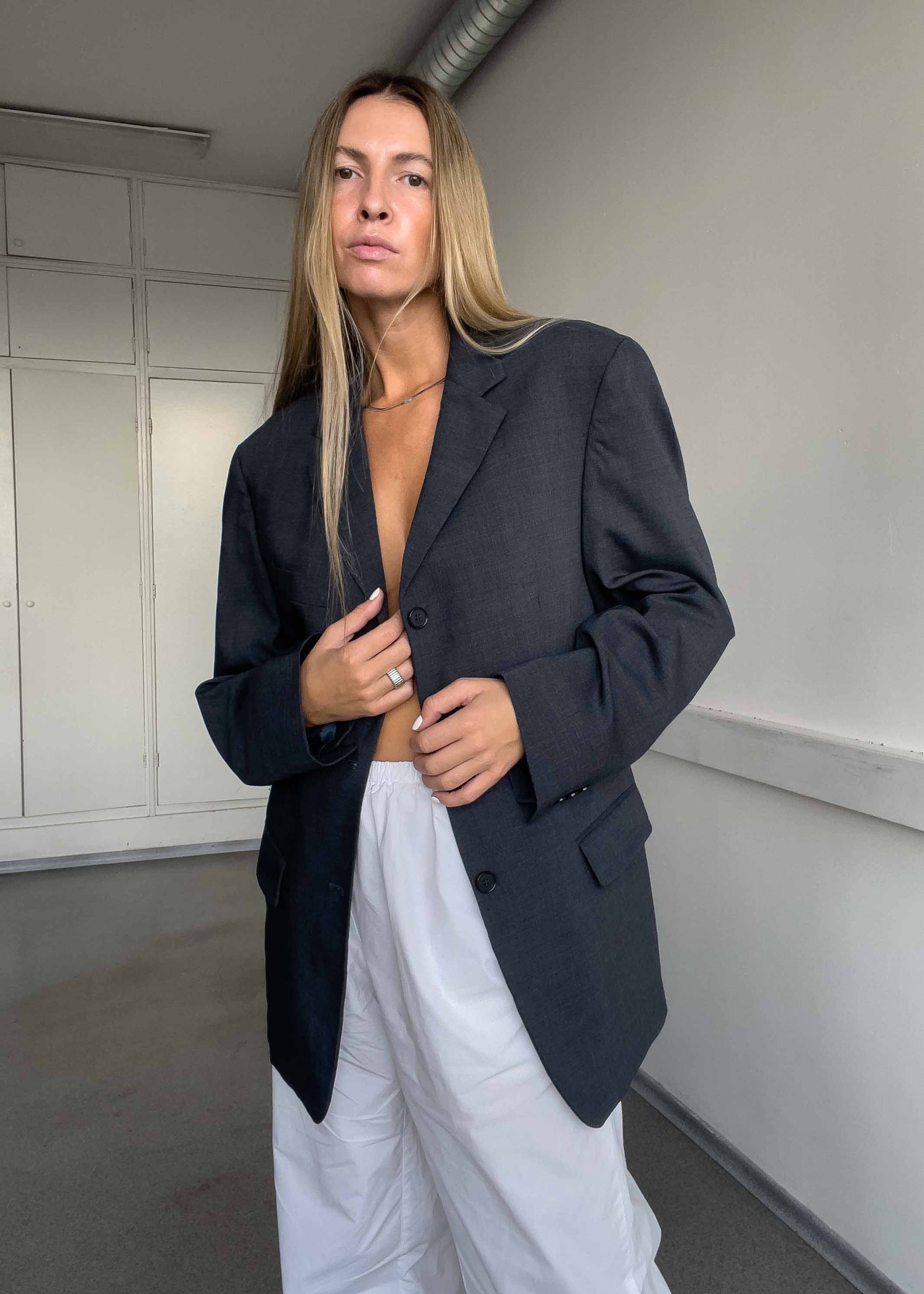 Vintage Grey Oversized Blazer