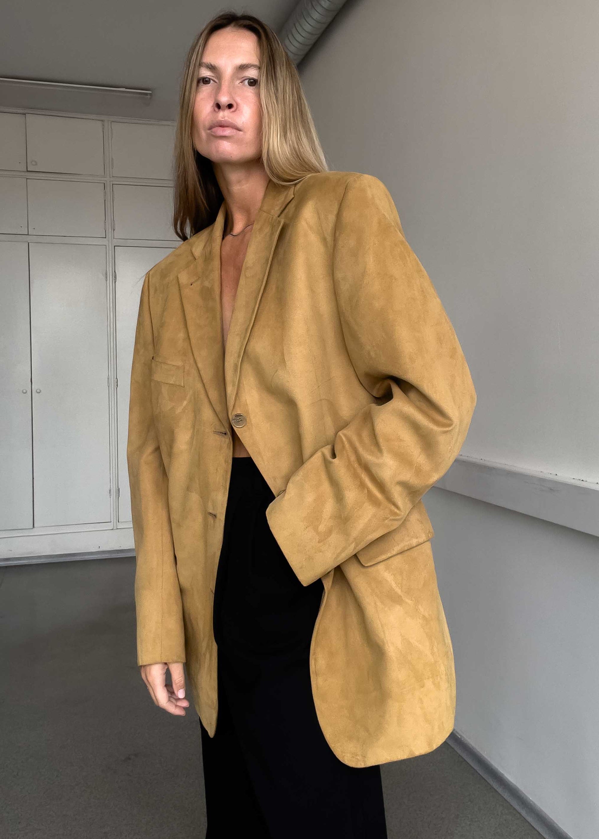 Vintage Brown Oversized Velvet Blazer