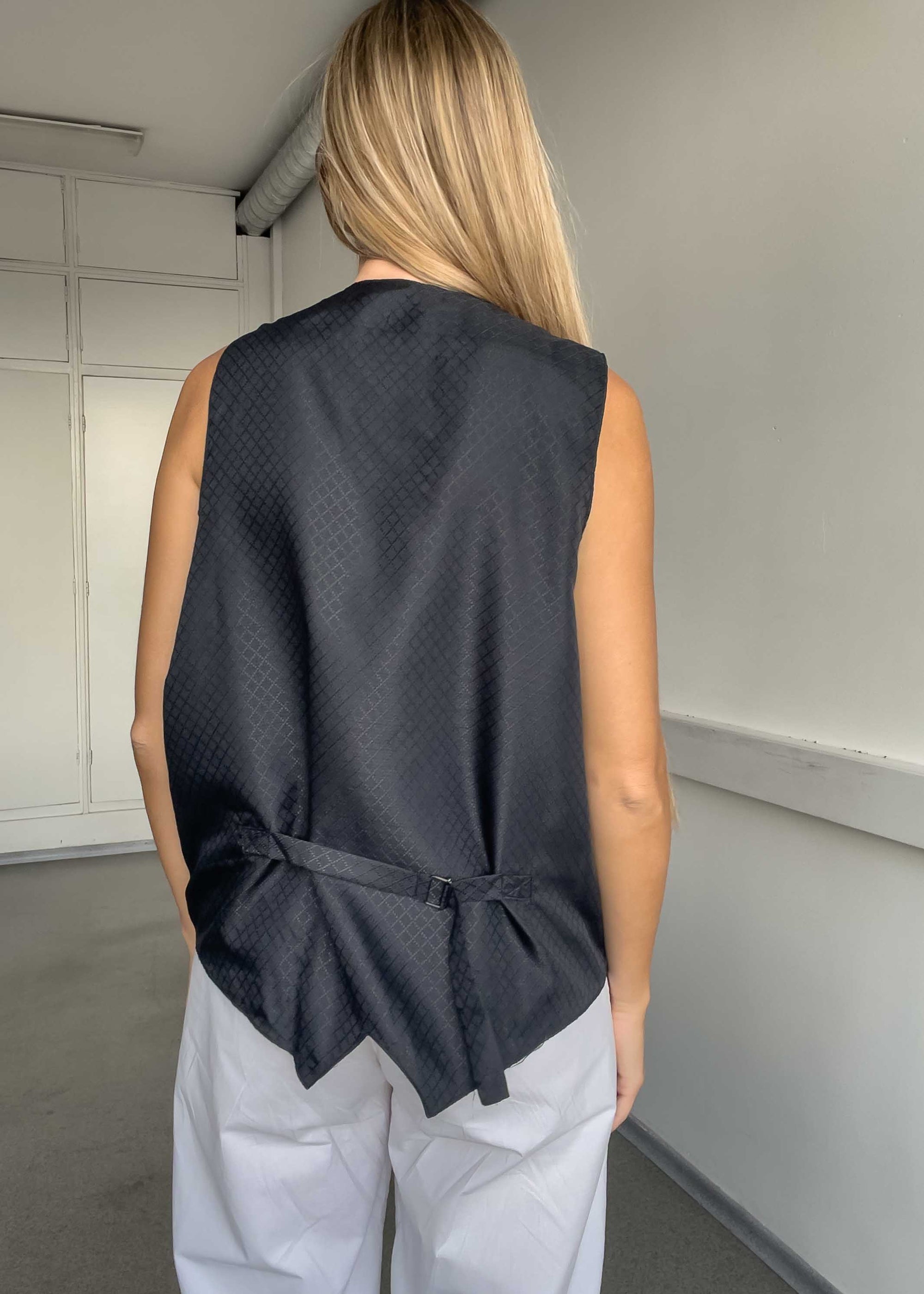 Vintage Black Oversized Suede Vest