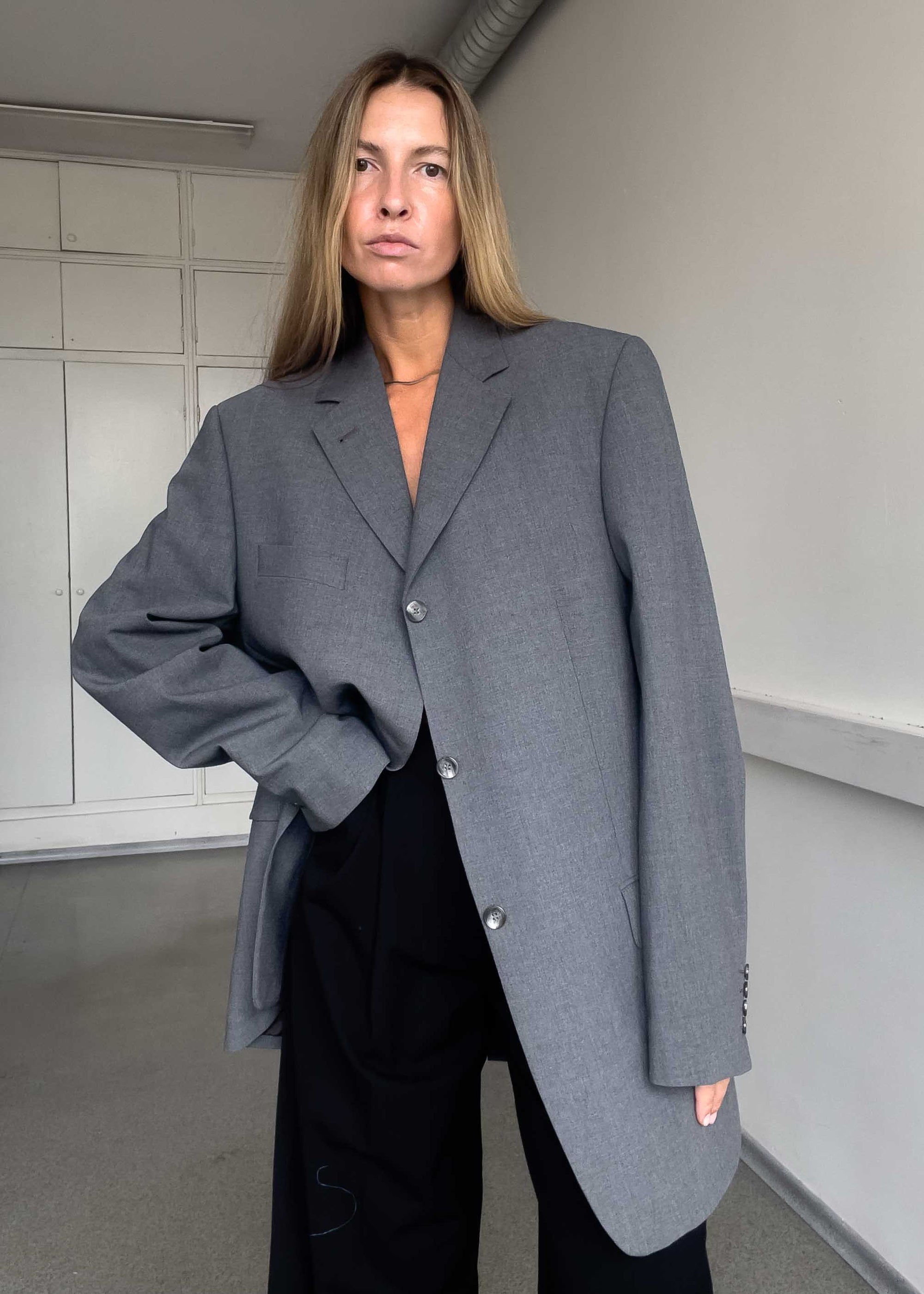 Vintage Grey Oversized Blazer