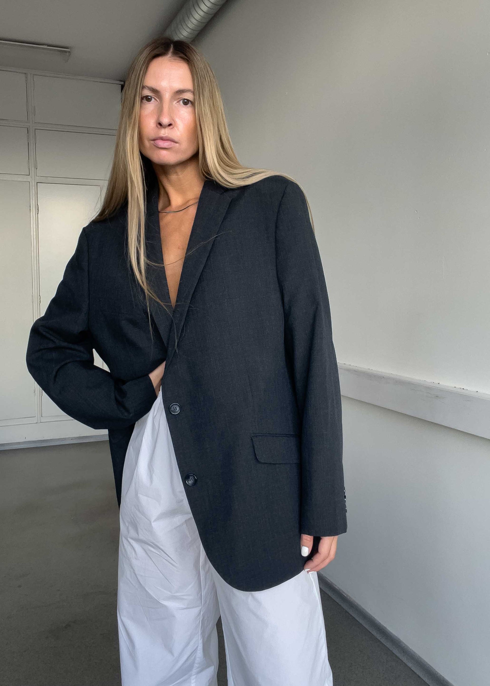 Vintage Grey Oversized Blazer