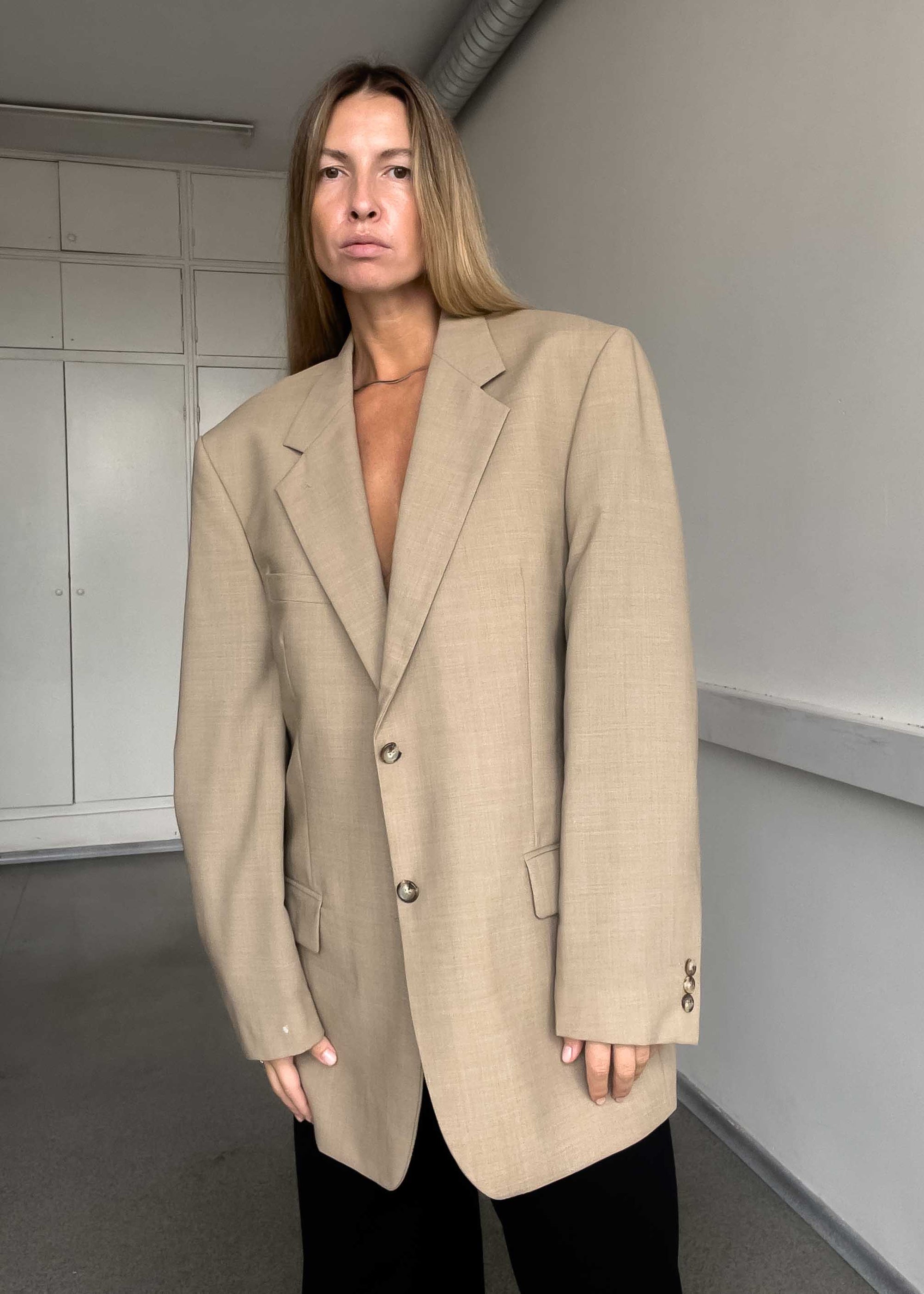 Vintage Beige Oversized Blazer