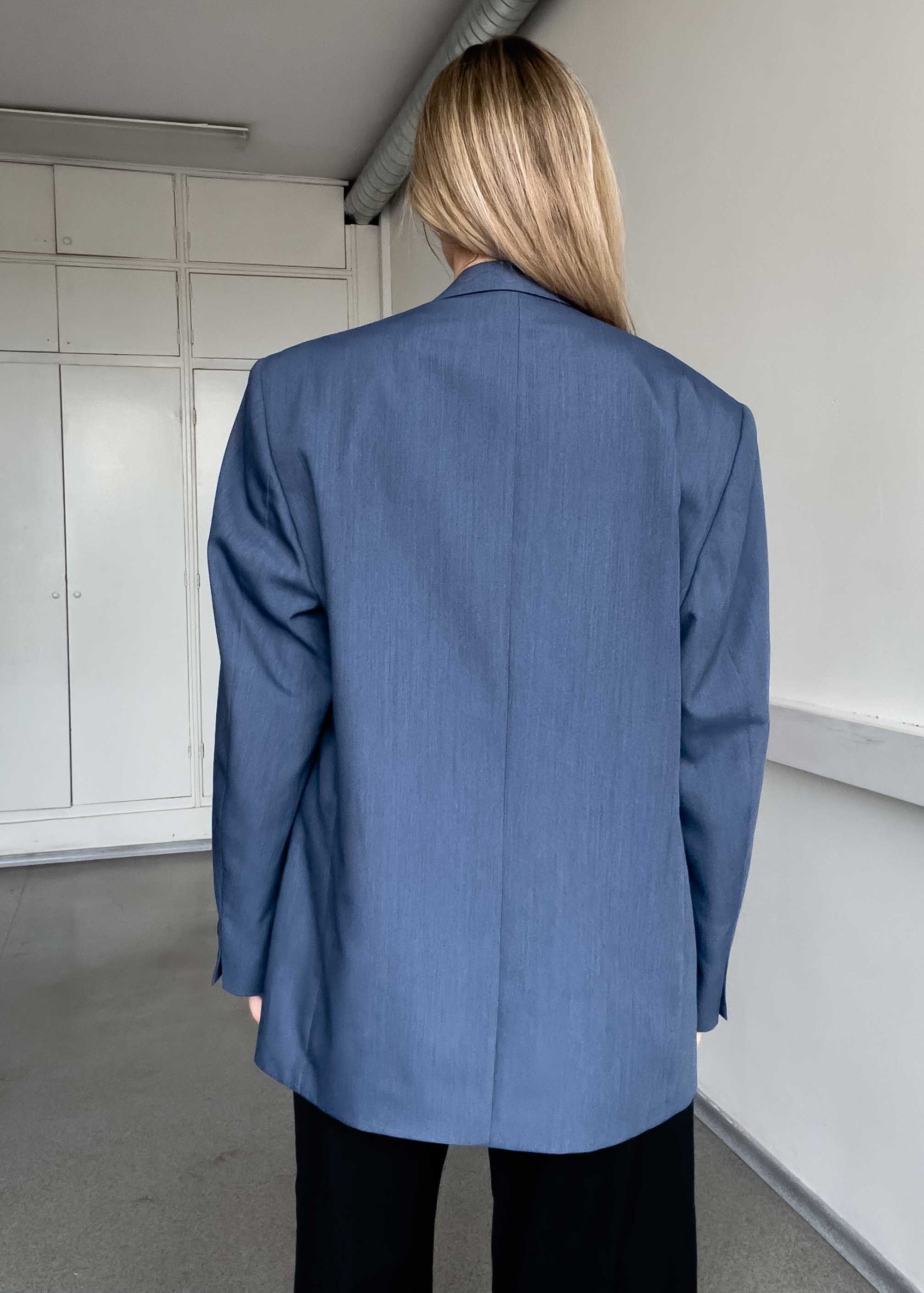 Vintage Blue Oversized Double Breasted Blazer