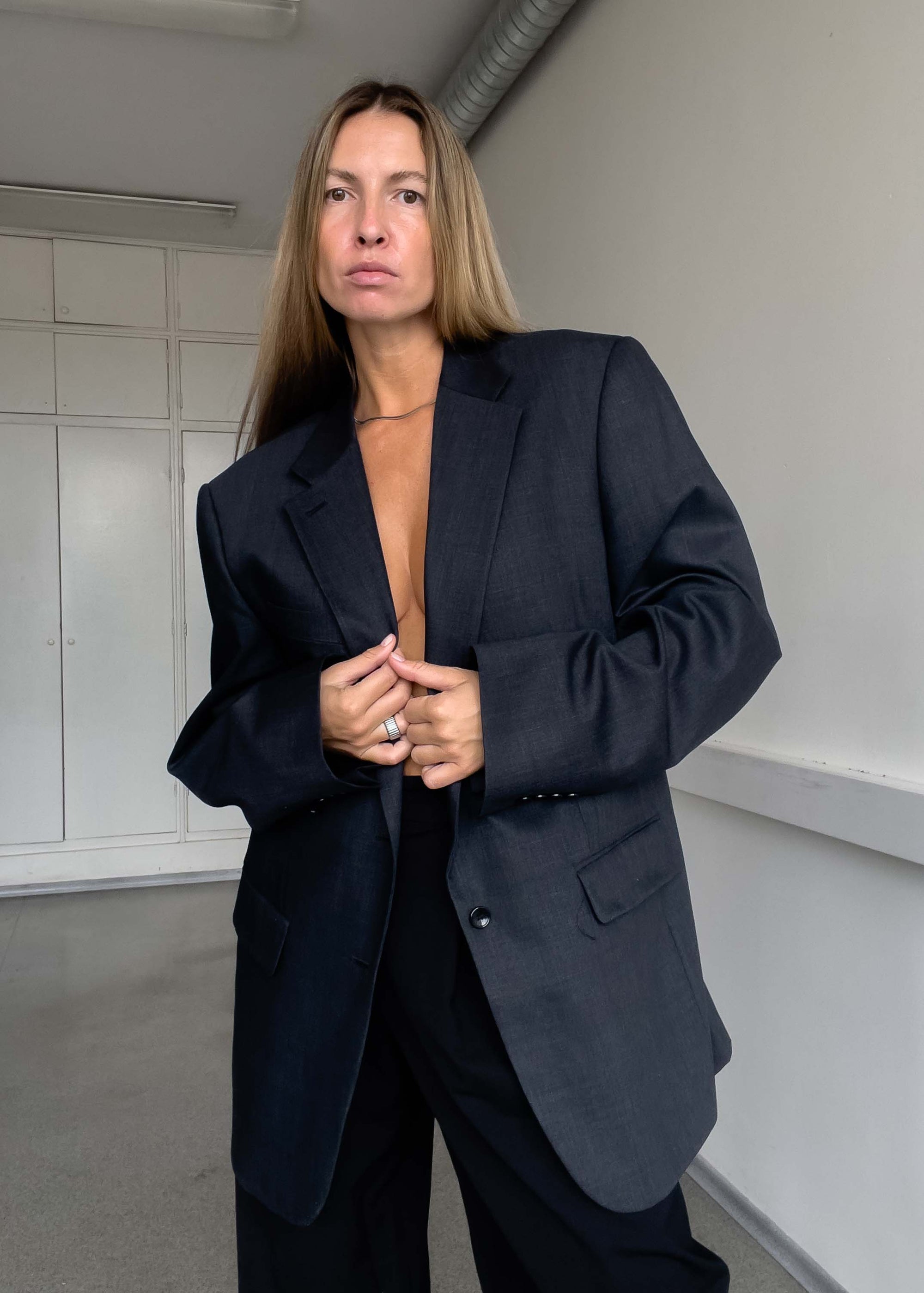 Vintage Grey Oversized Blazer