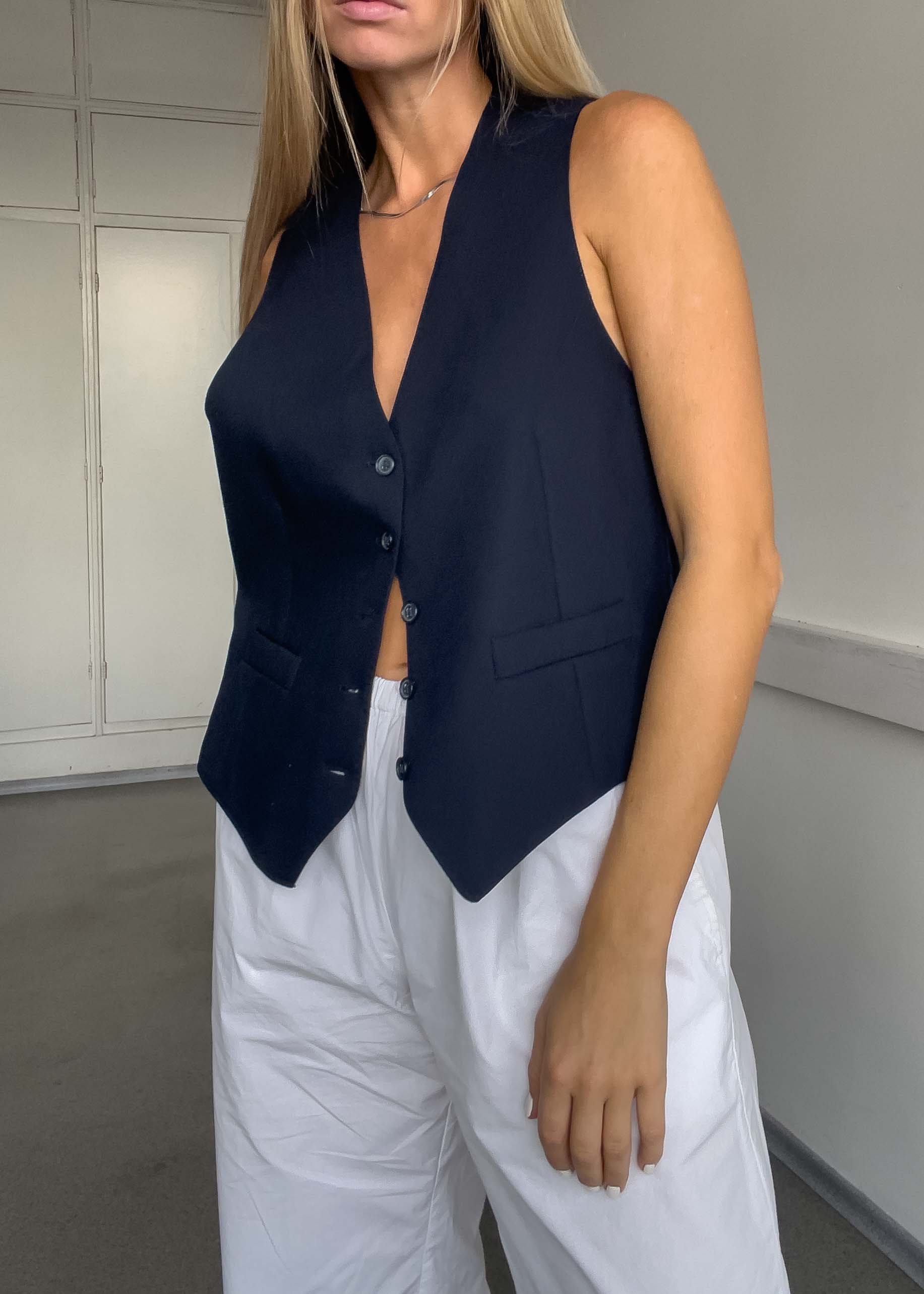 Vintage Blue Oversized Vest