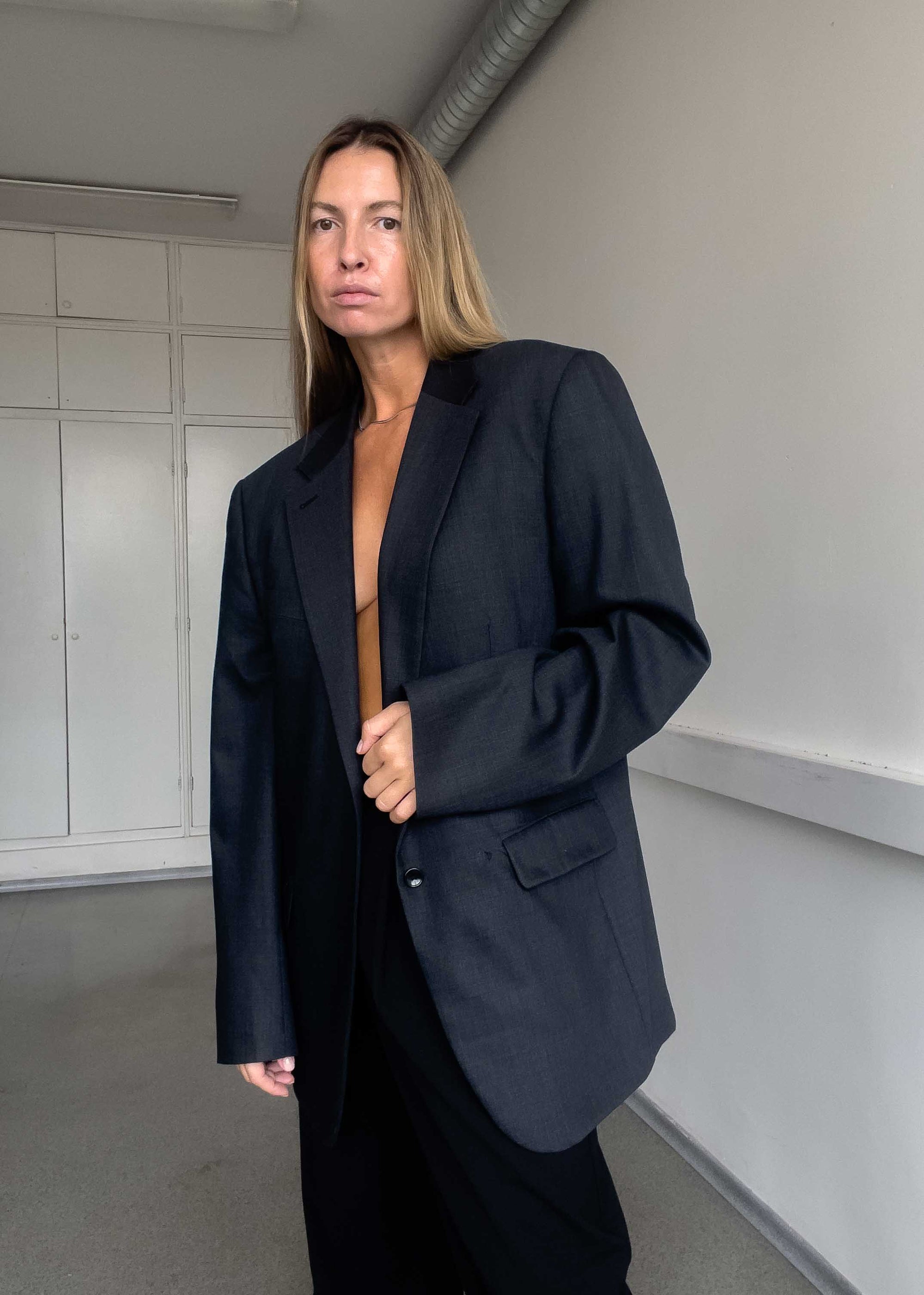 Vintage Grey Oversized Blazer