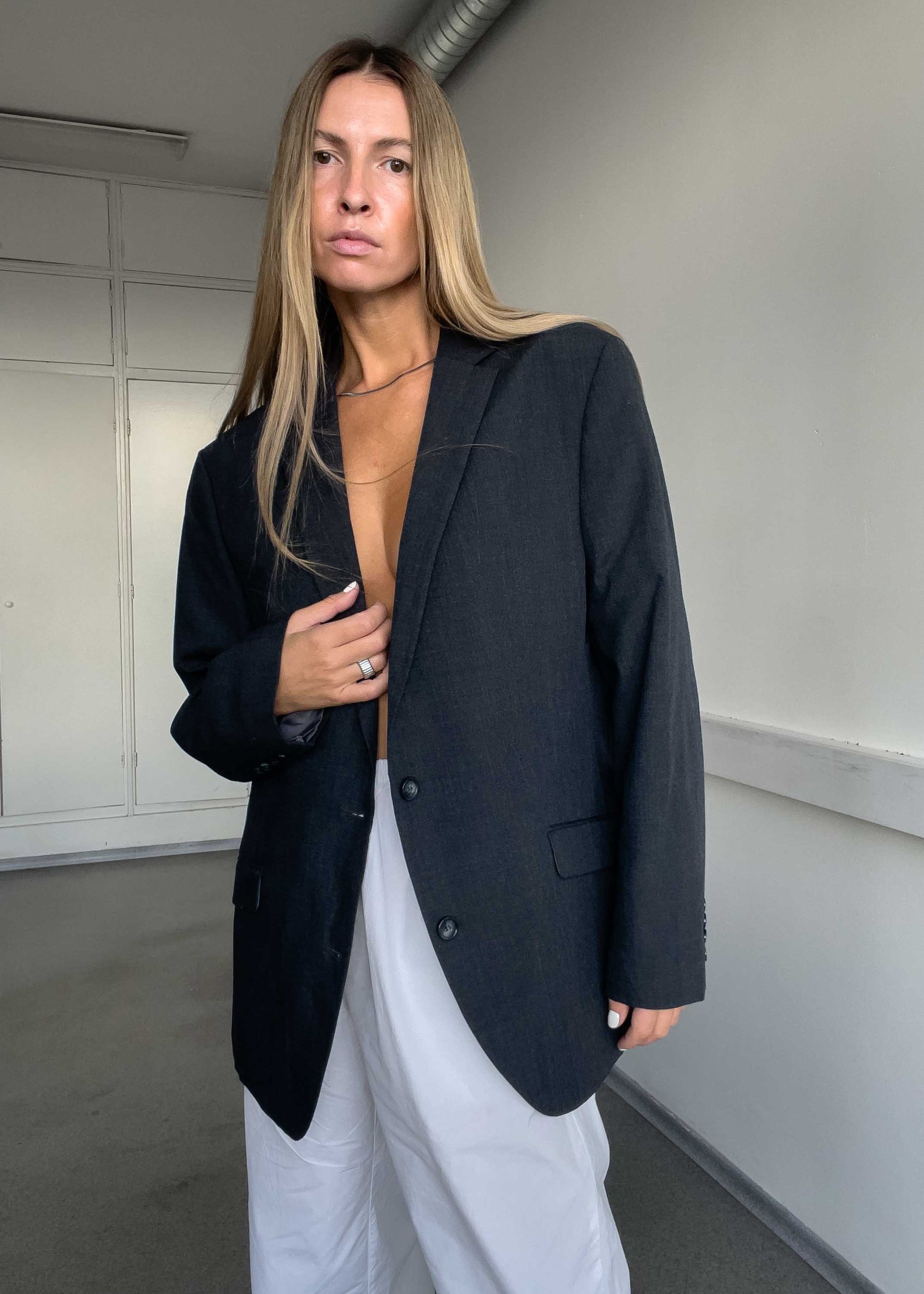 Vintage Grey Oversized Blazer