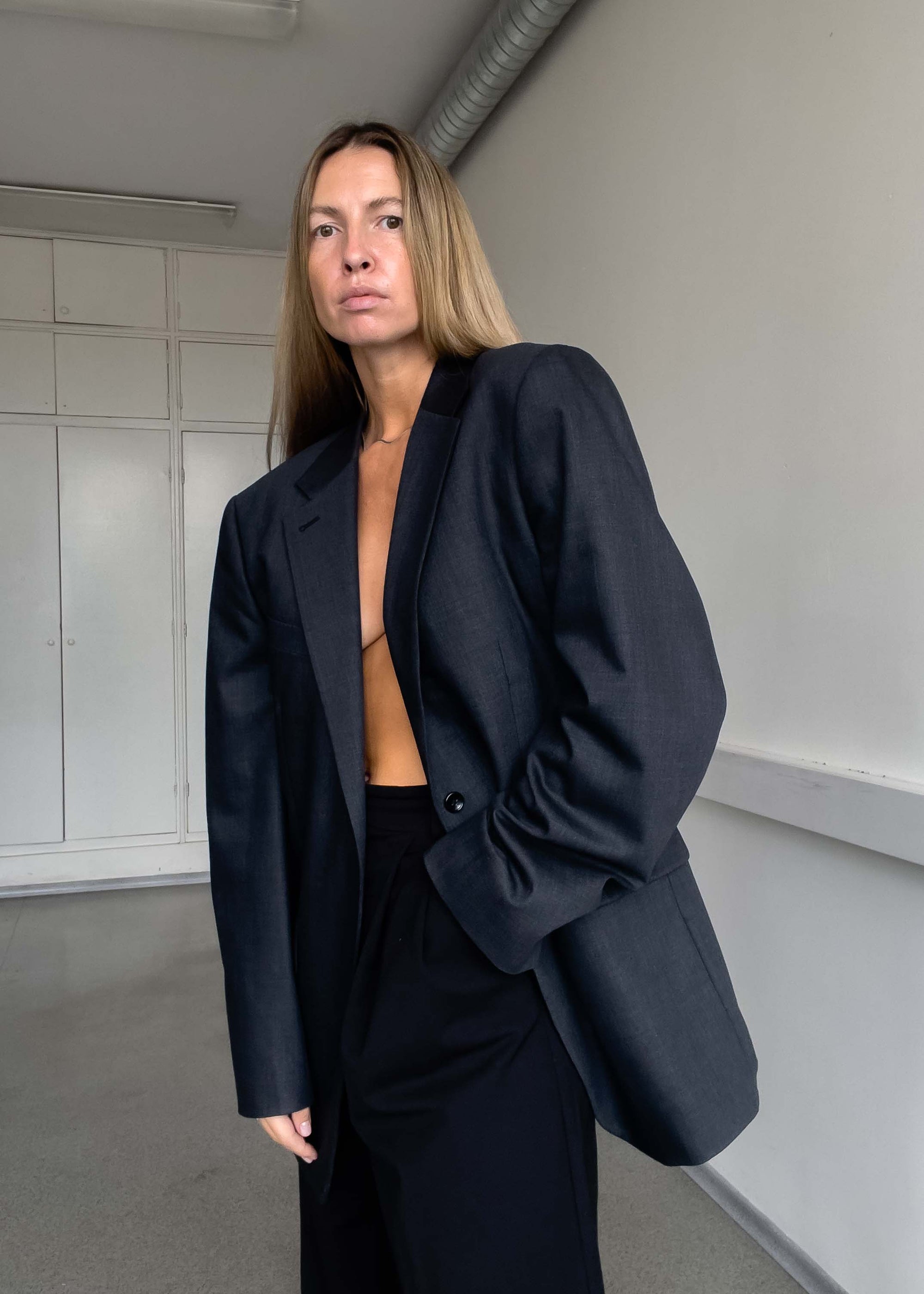 Vintage Grey Oversized Blazer