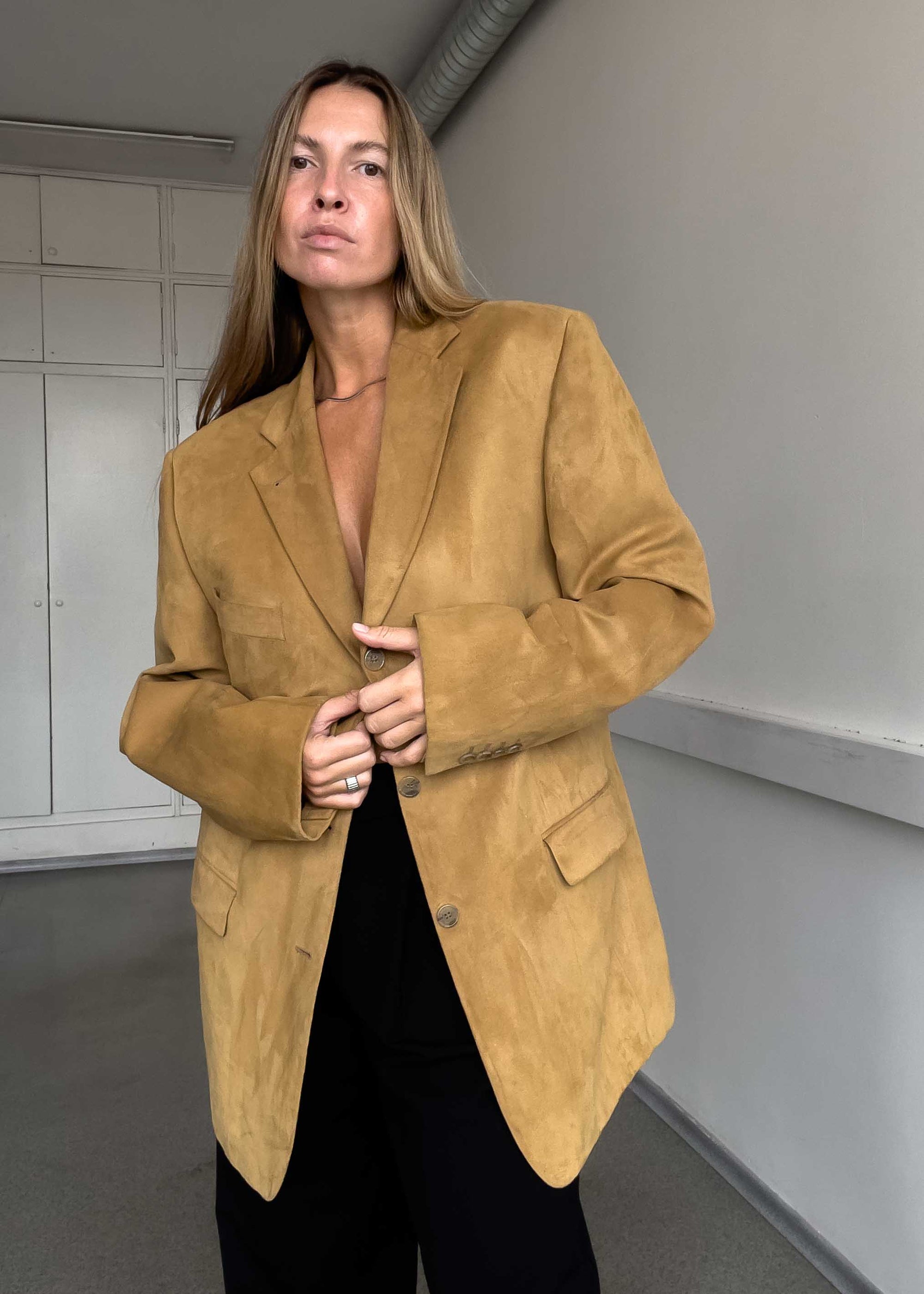 Vintage Brown Oversized Velvet Blazer