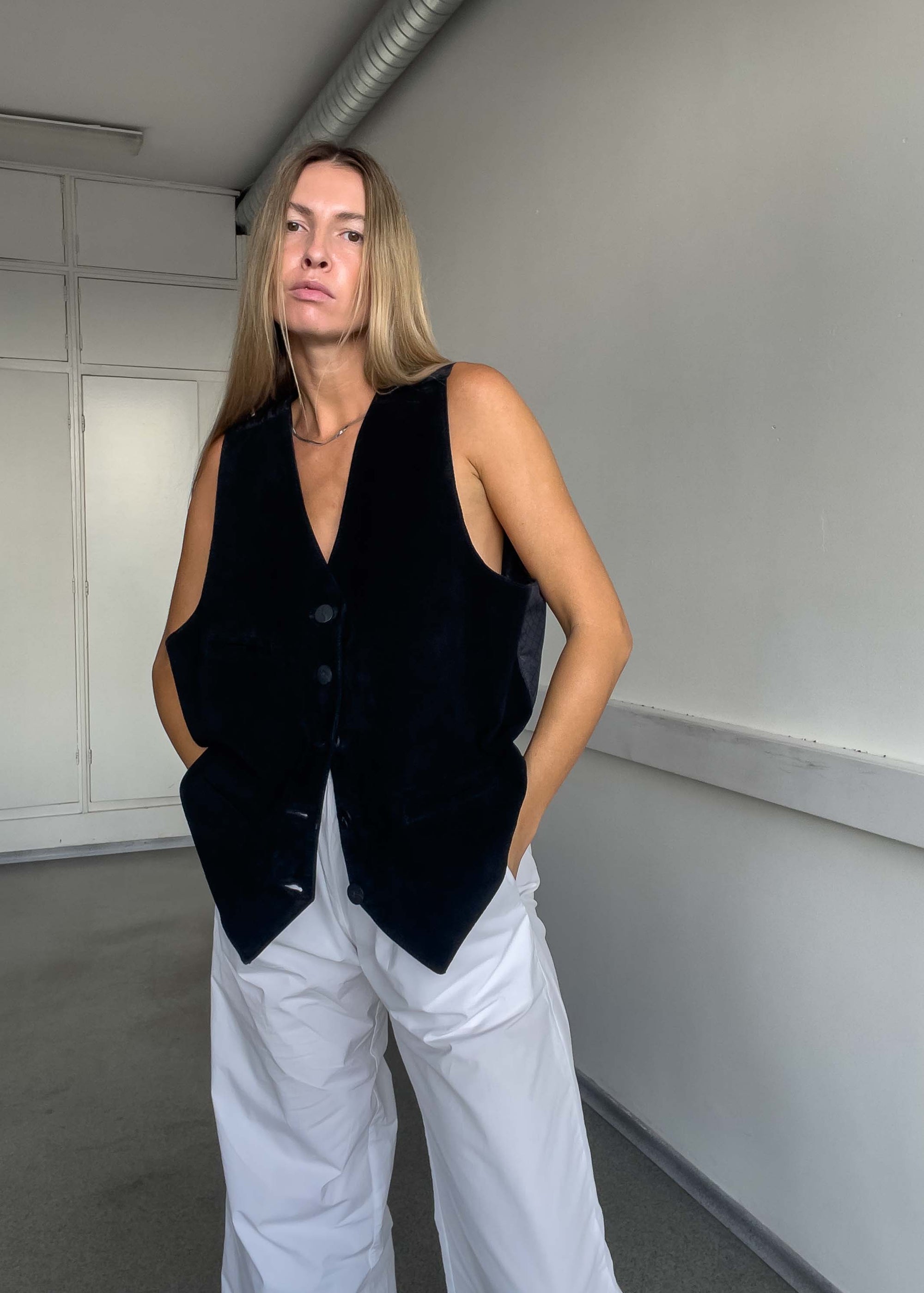Vintage Black Oversized Suede Vest