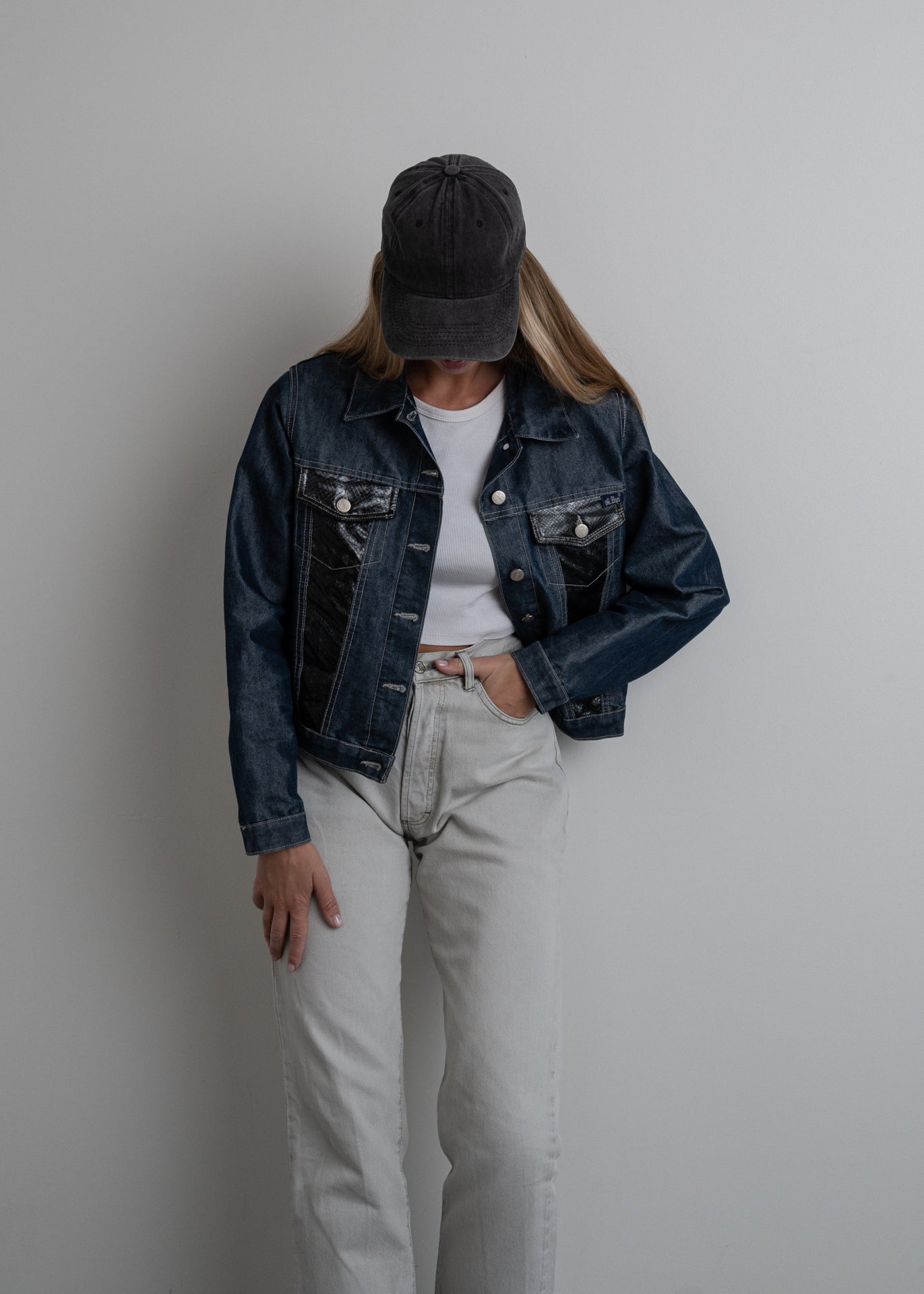 Vintage Blue Crop Denim Jacket