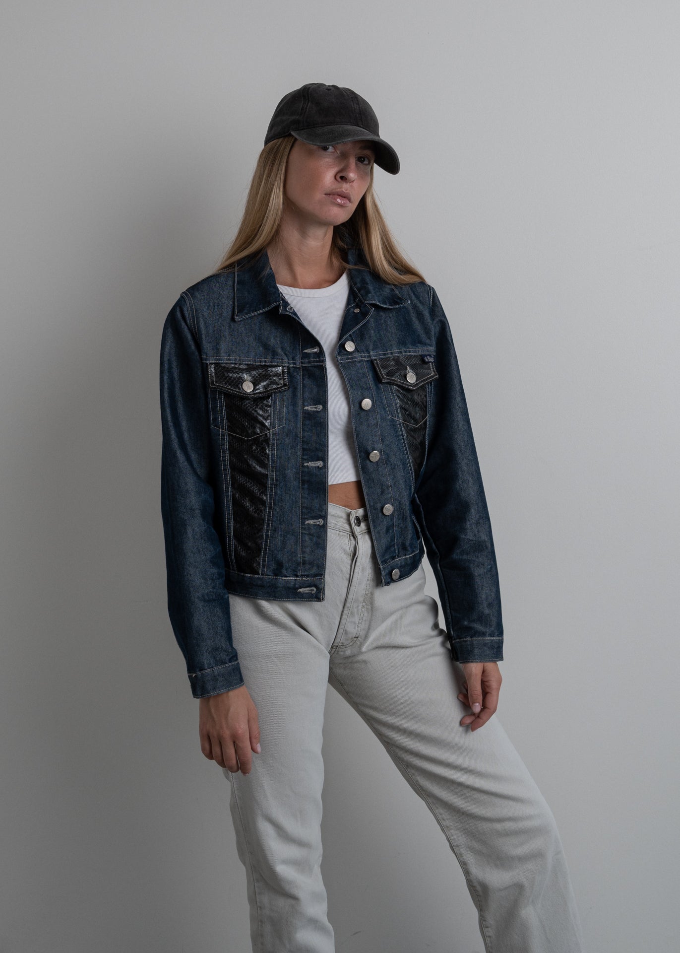 Vintage Blue Crop Denim Jacket