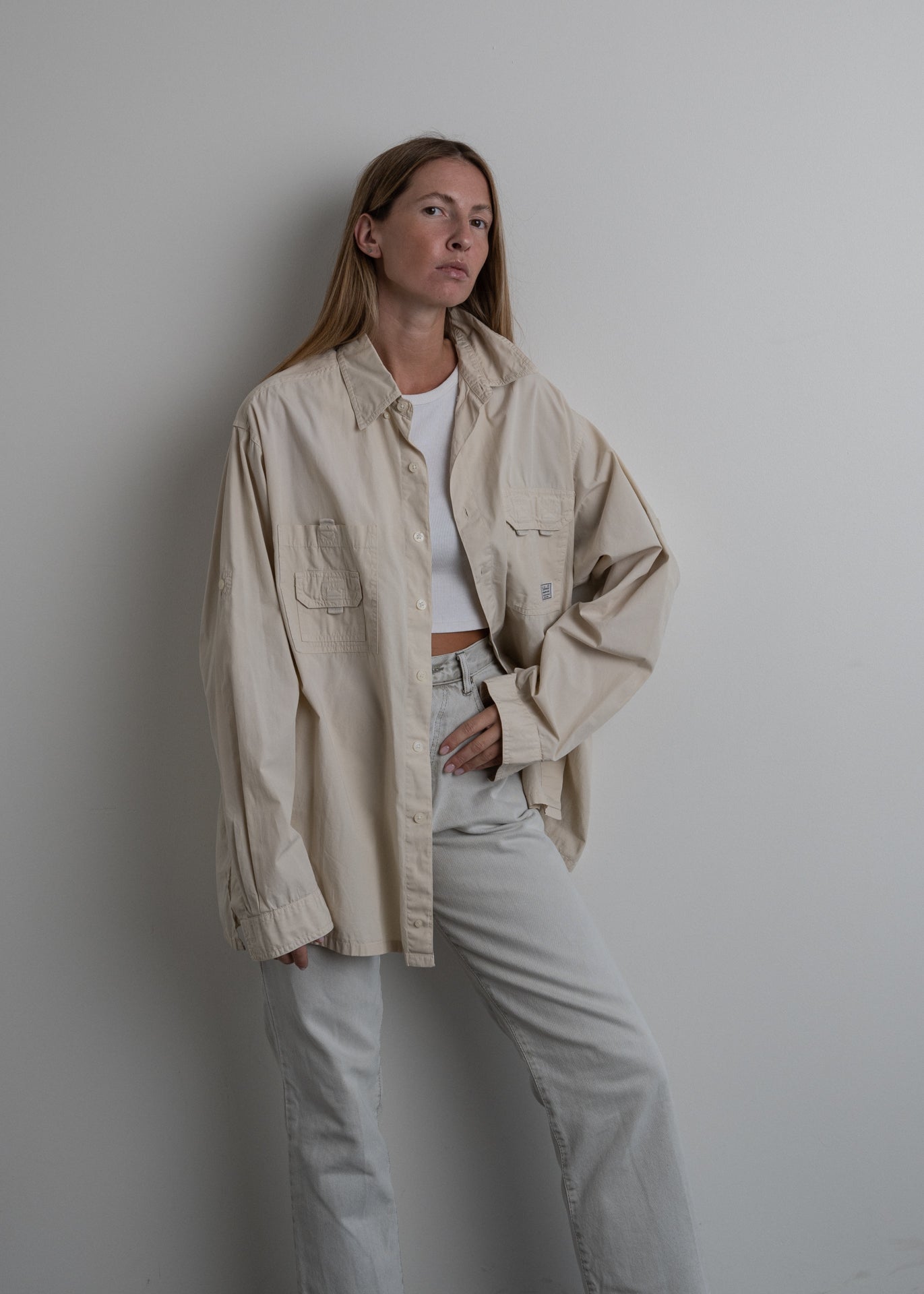Vintage Beige Oversized Shirt