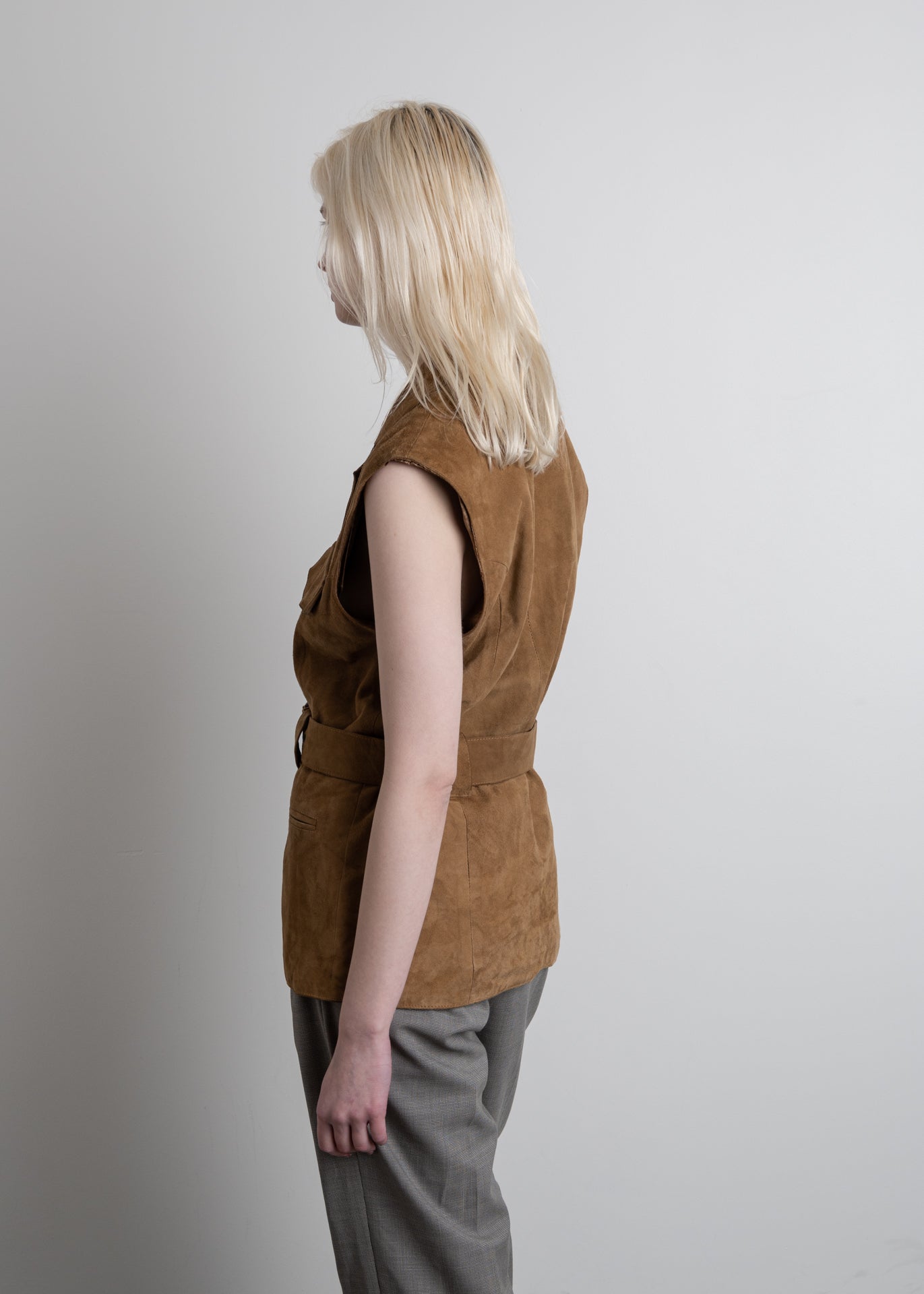 Vintage Brown Oversized Suede Vest