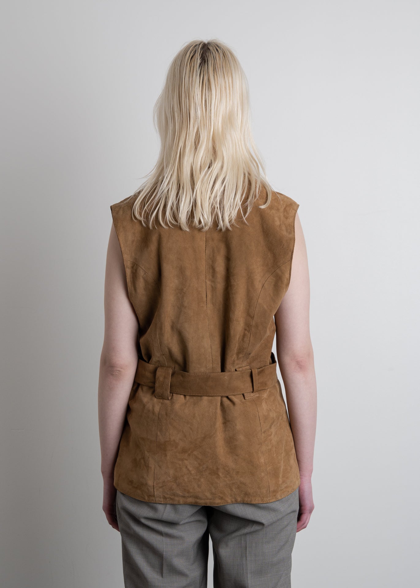 Vintage Brown Oversized Suede Vest