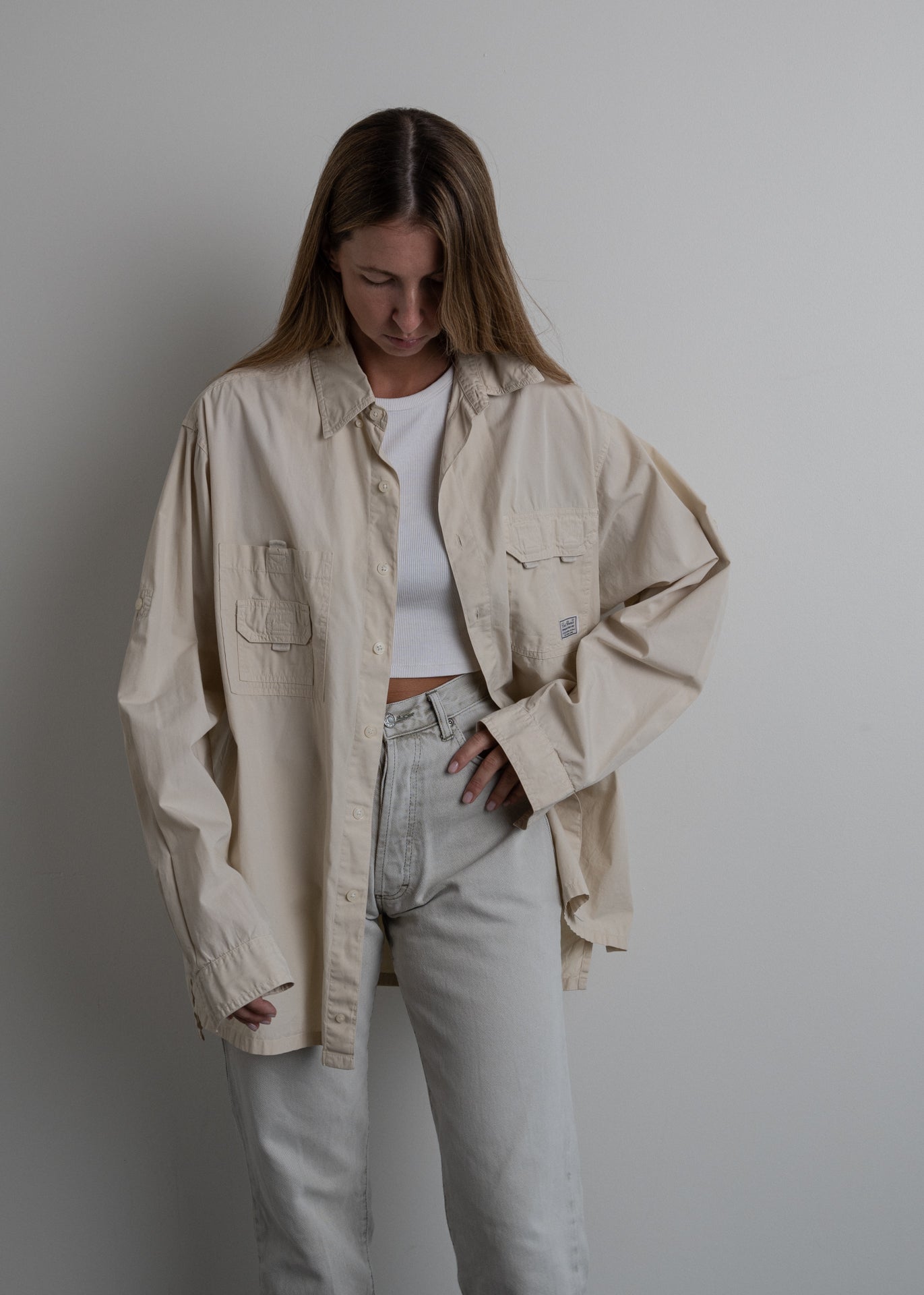 Vintage Beige Oversized Shirt