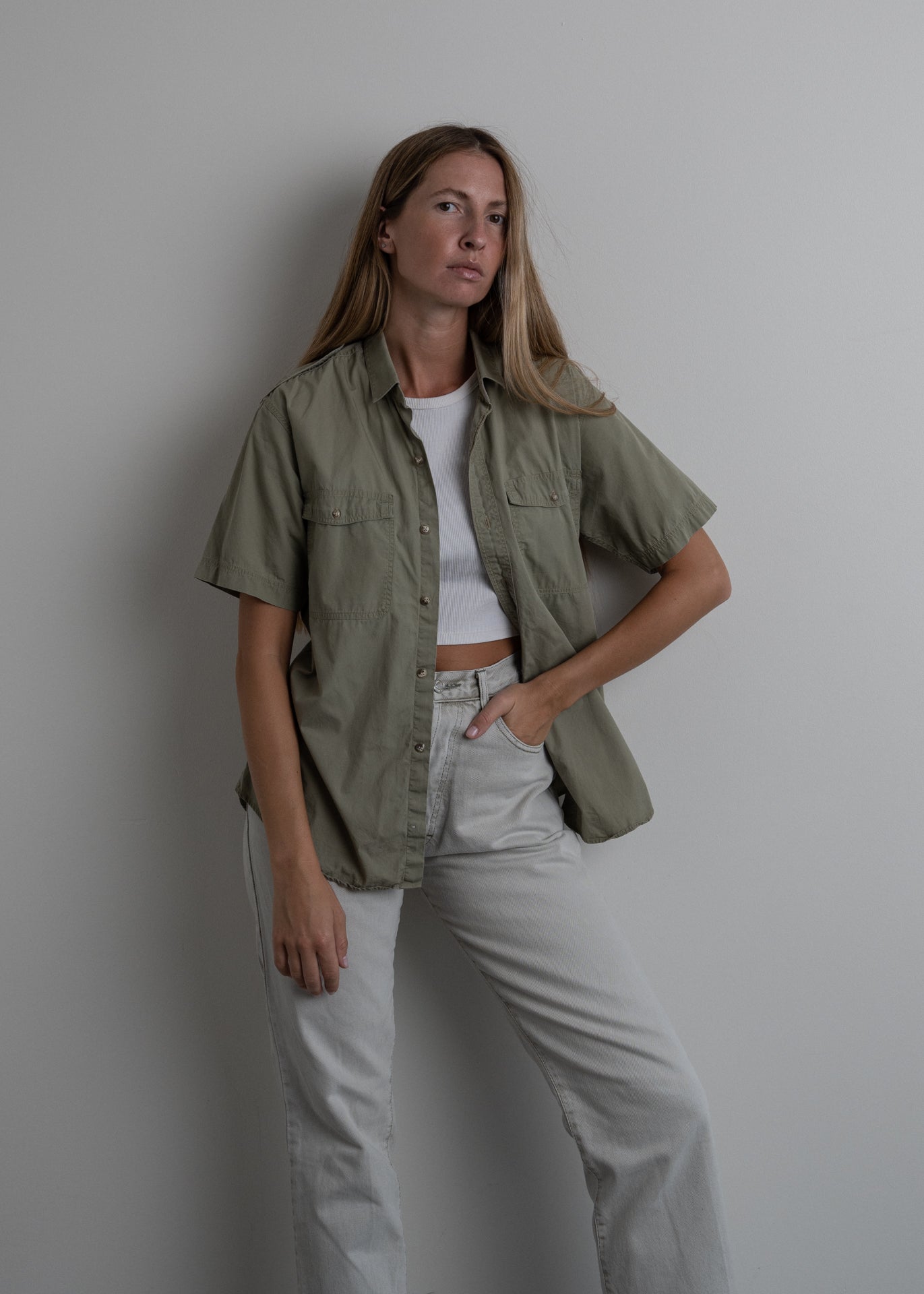 Vintage Green Light Weight Oversized Shirt