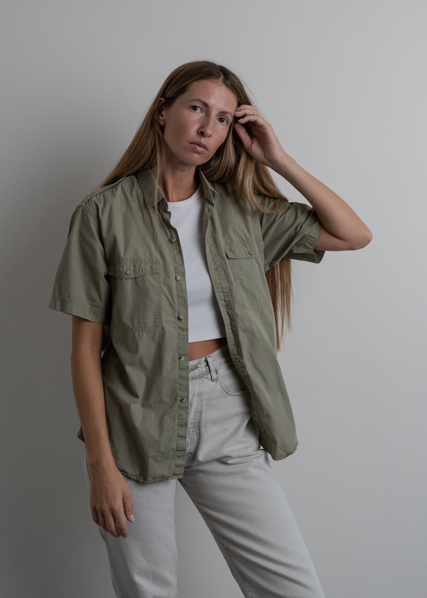 Vintage Green Light Weight Oversized Shirt