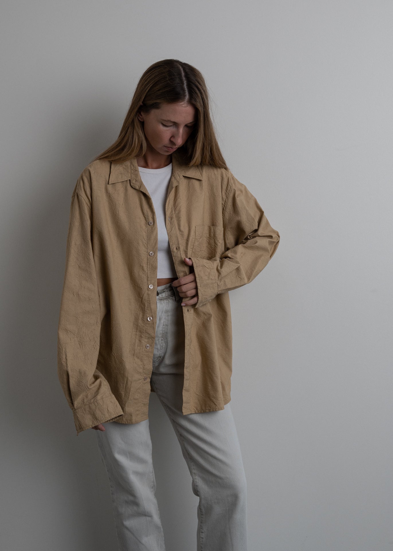 Vintage Beige Oversized Blouse