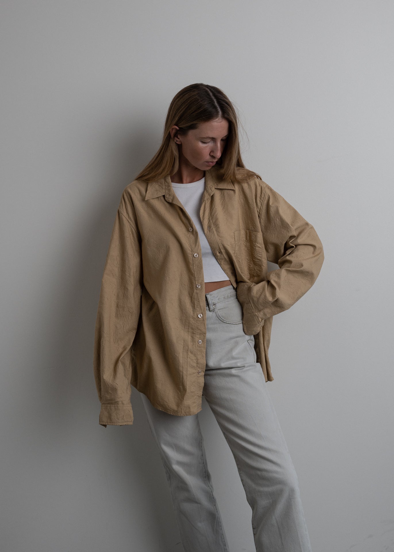 Vintage Beige Oversized Blouse