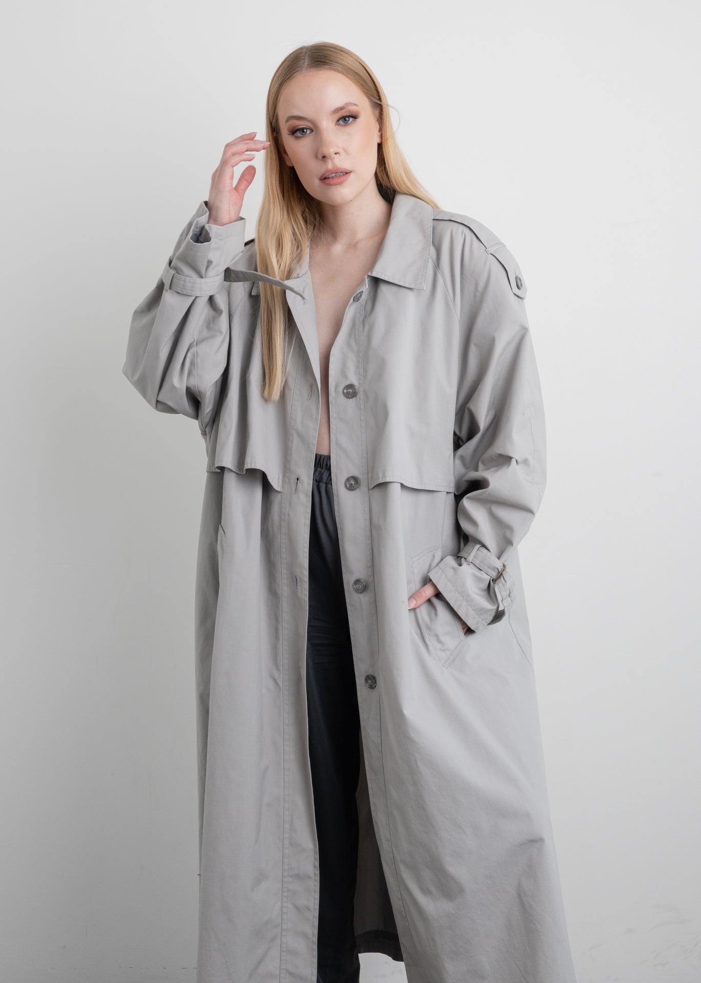 Vintage Grey Oversized Rain Coat