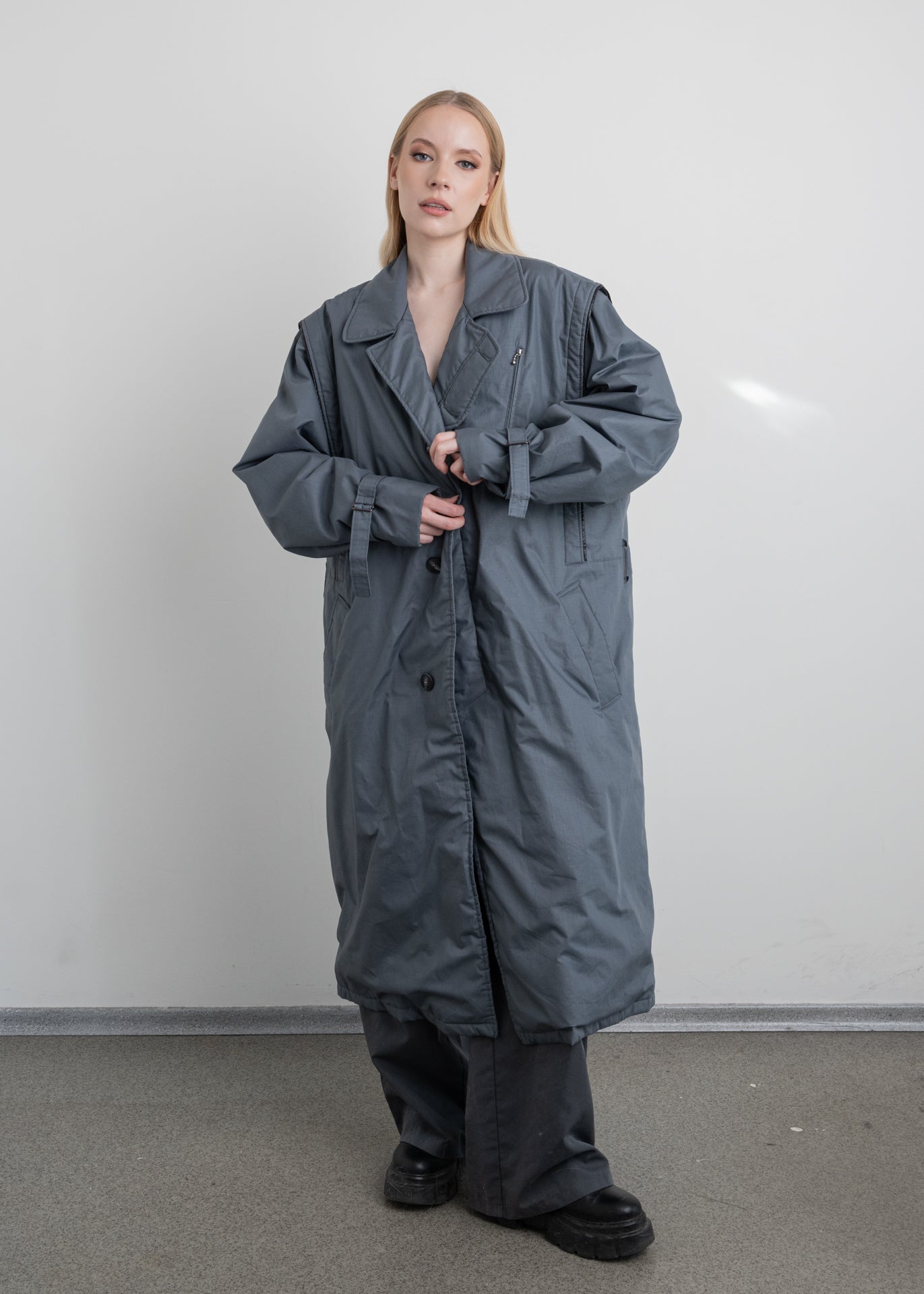 Vintage Grey Oversized Rain Coat - Main Image