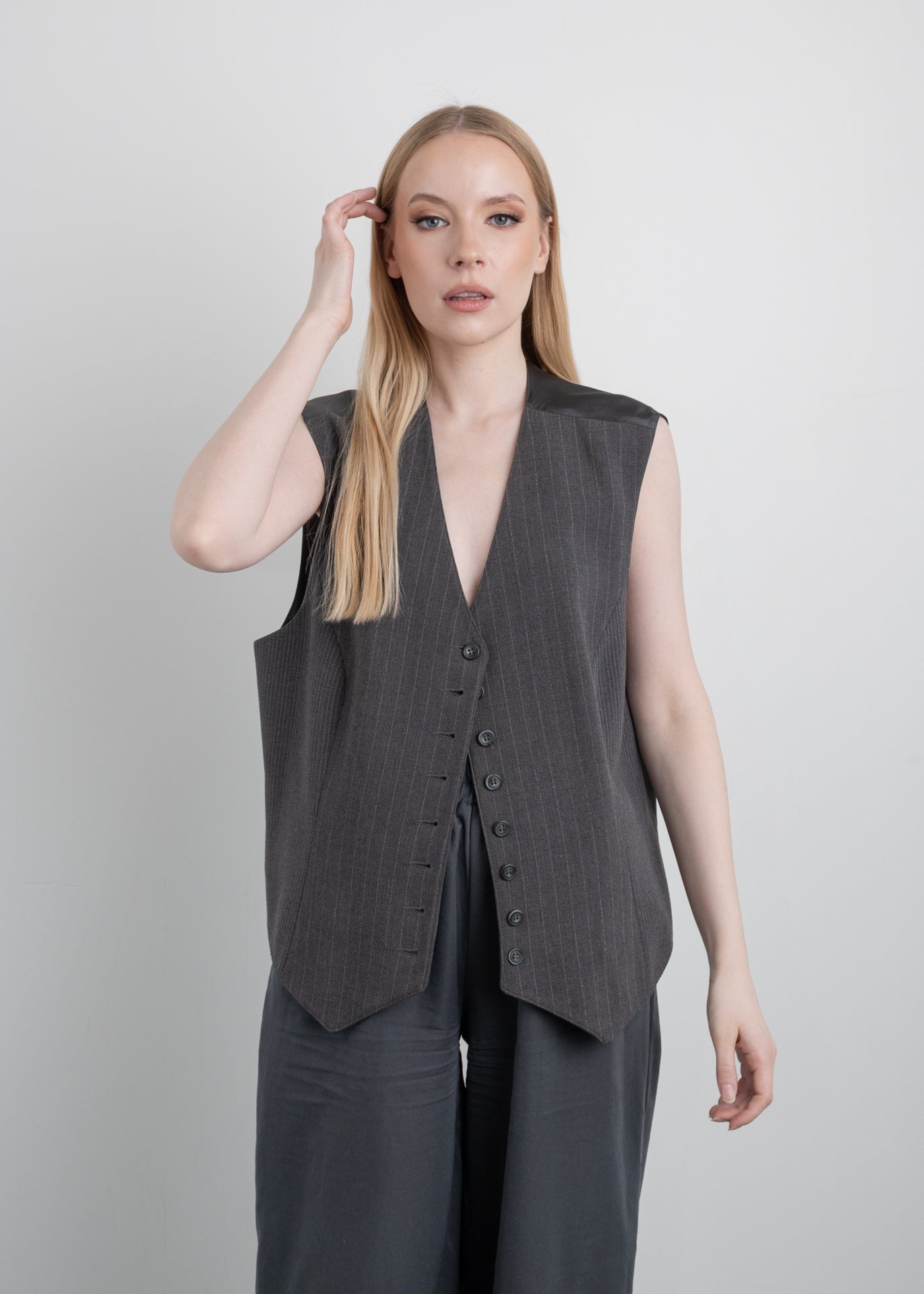 Vintage Grey Oversized Vest