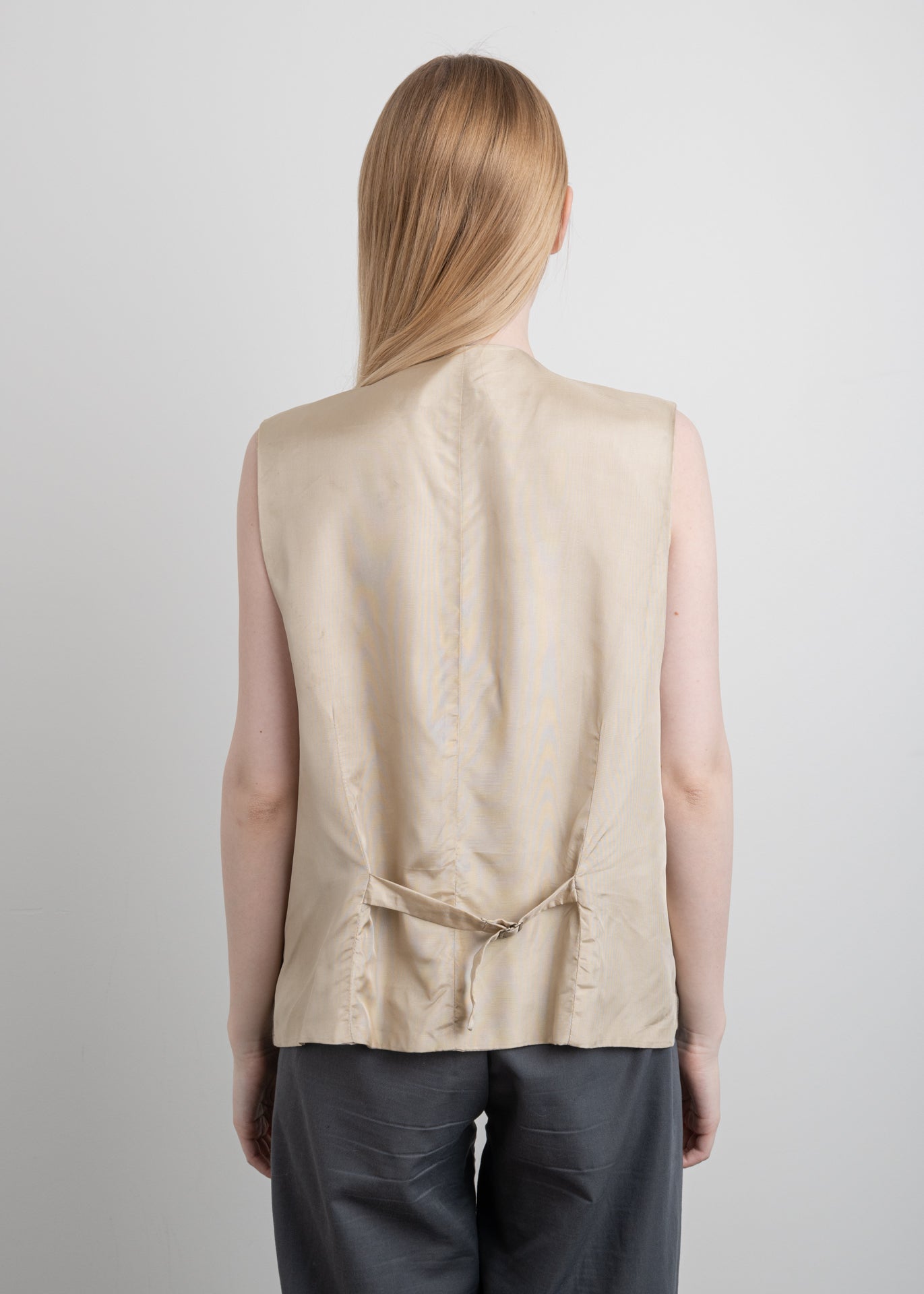 Vintage Beige Oversized Linen Vest