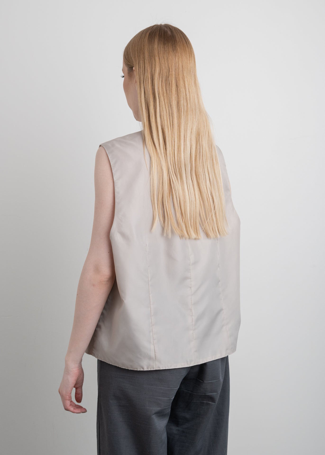 Vintage Beige Reversible Oversized Vest