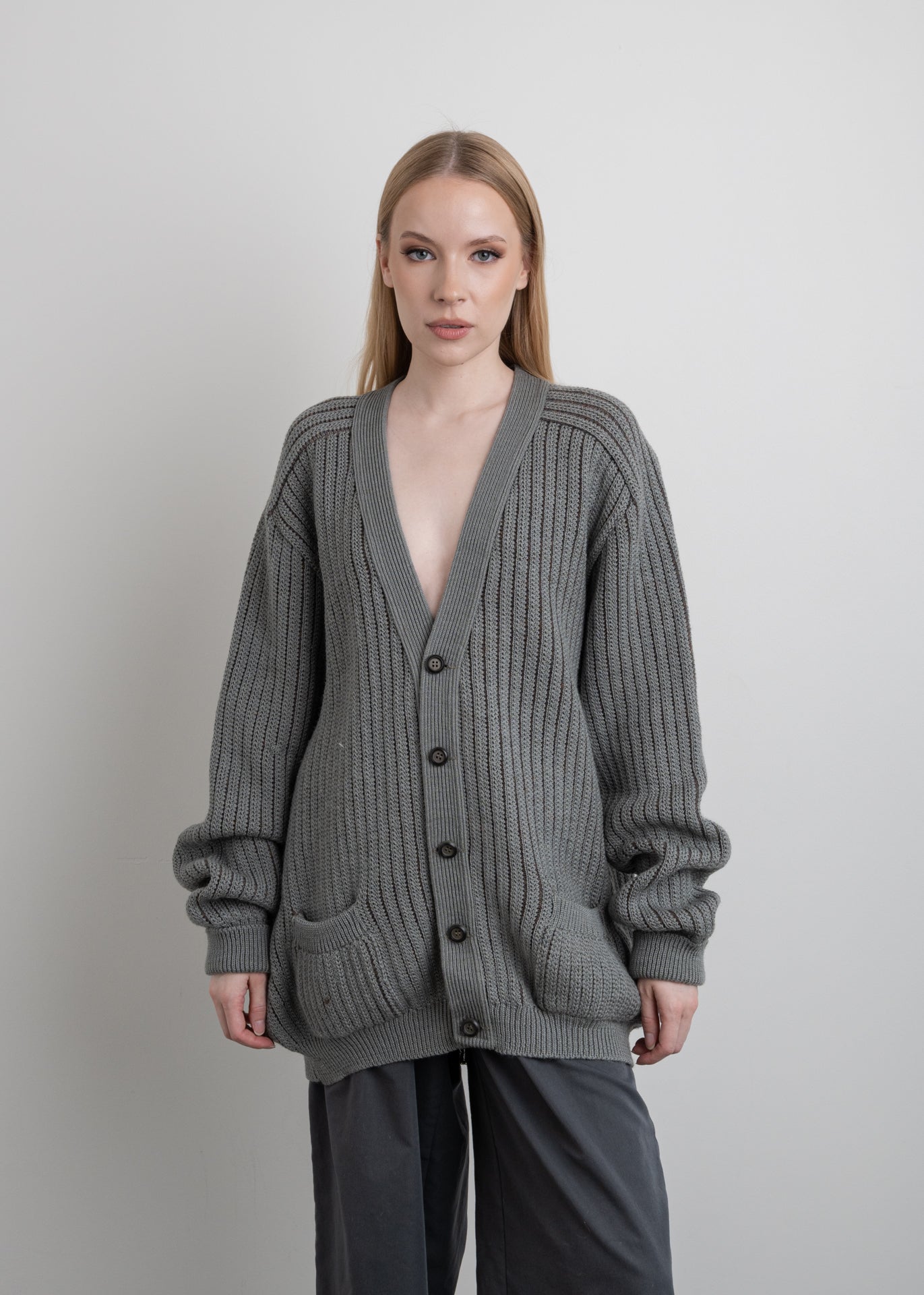 Vintage Grey Oversized Cardigan