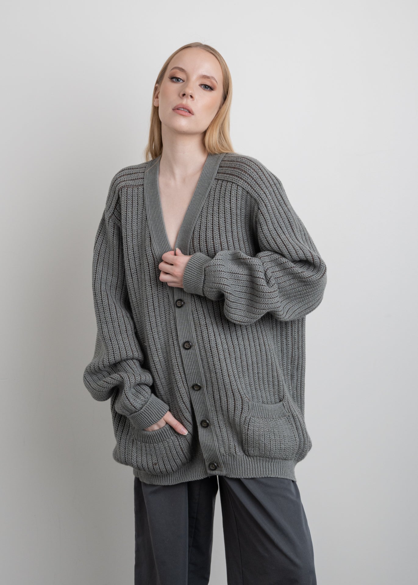 Vintage Grey Oversized Cardigan