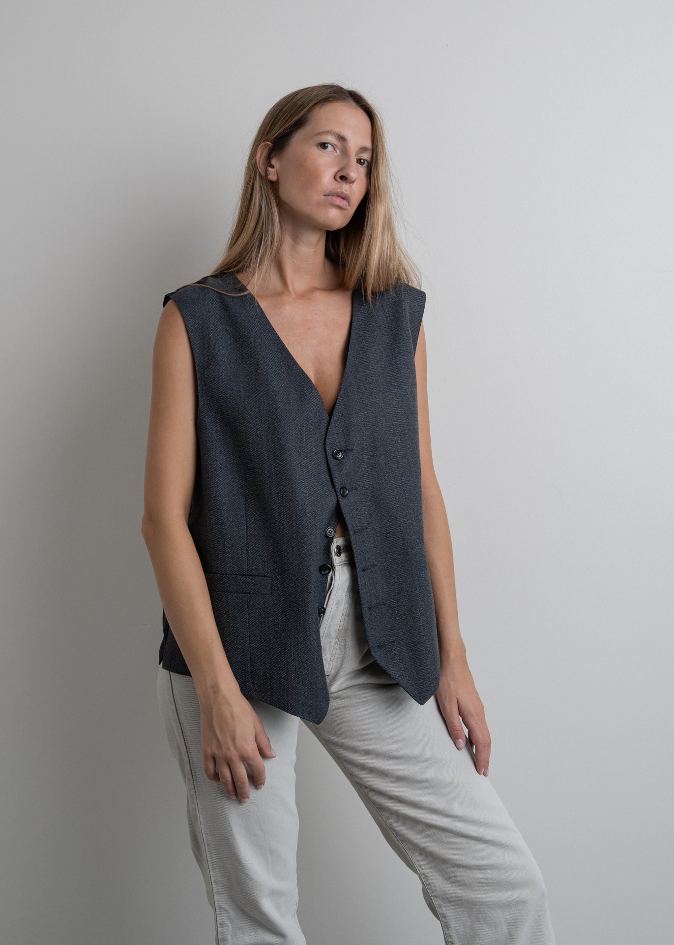 Vintage Grey Oversized Vest