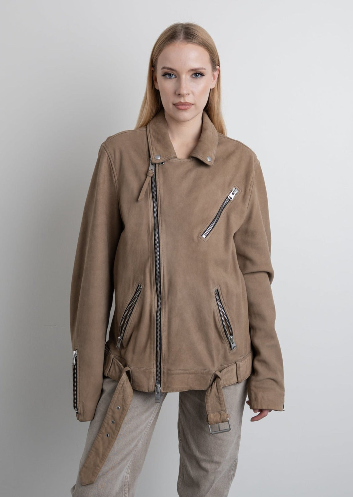 ALL SAINTS Vintage Brown Oversized Suede Jacket