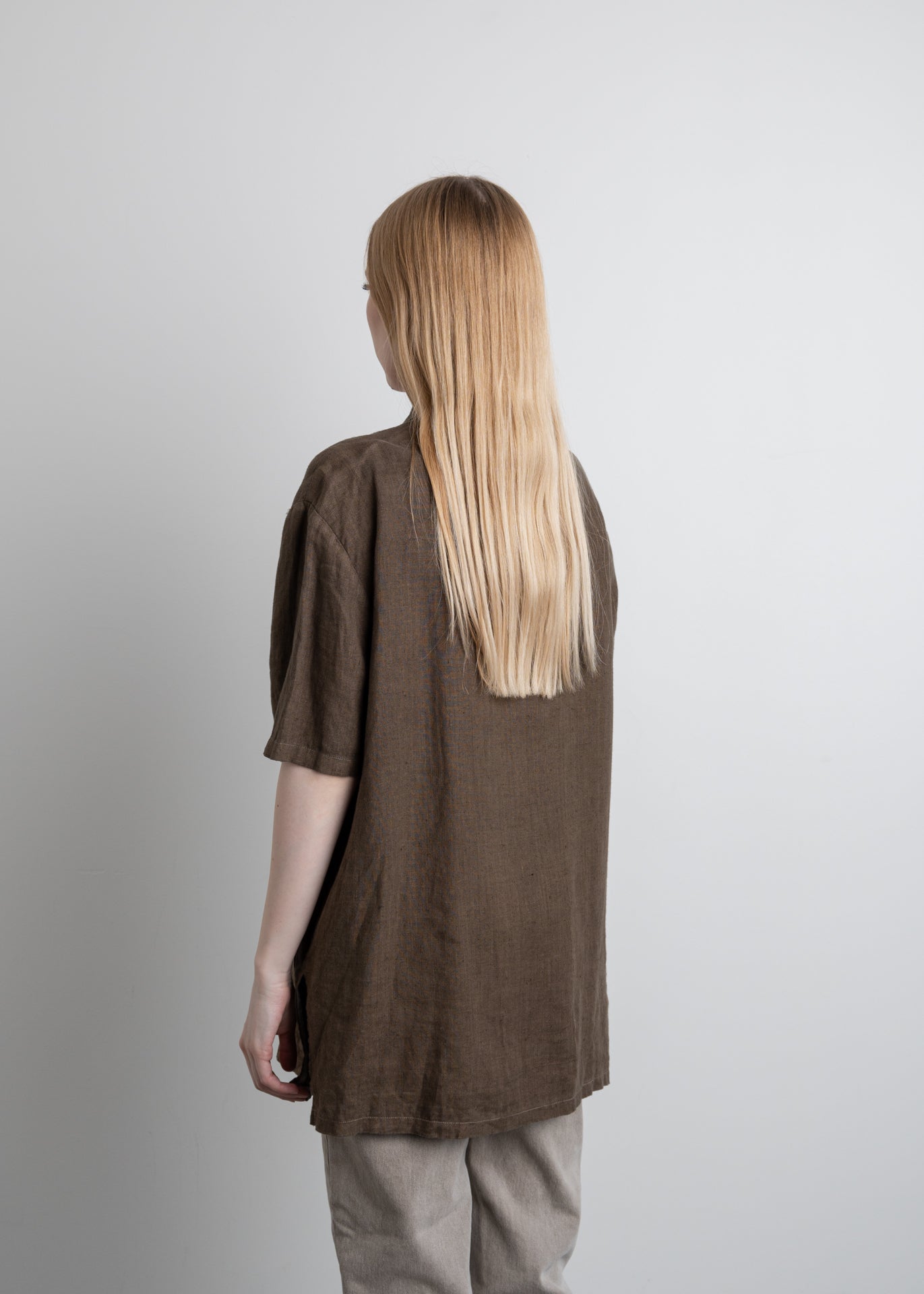 Vintage Brown Oversized Linen Shirt